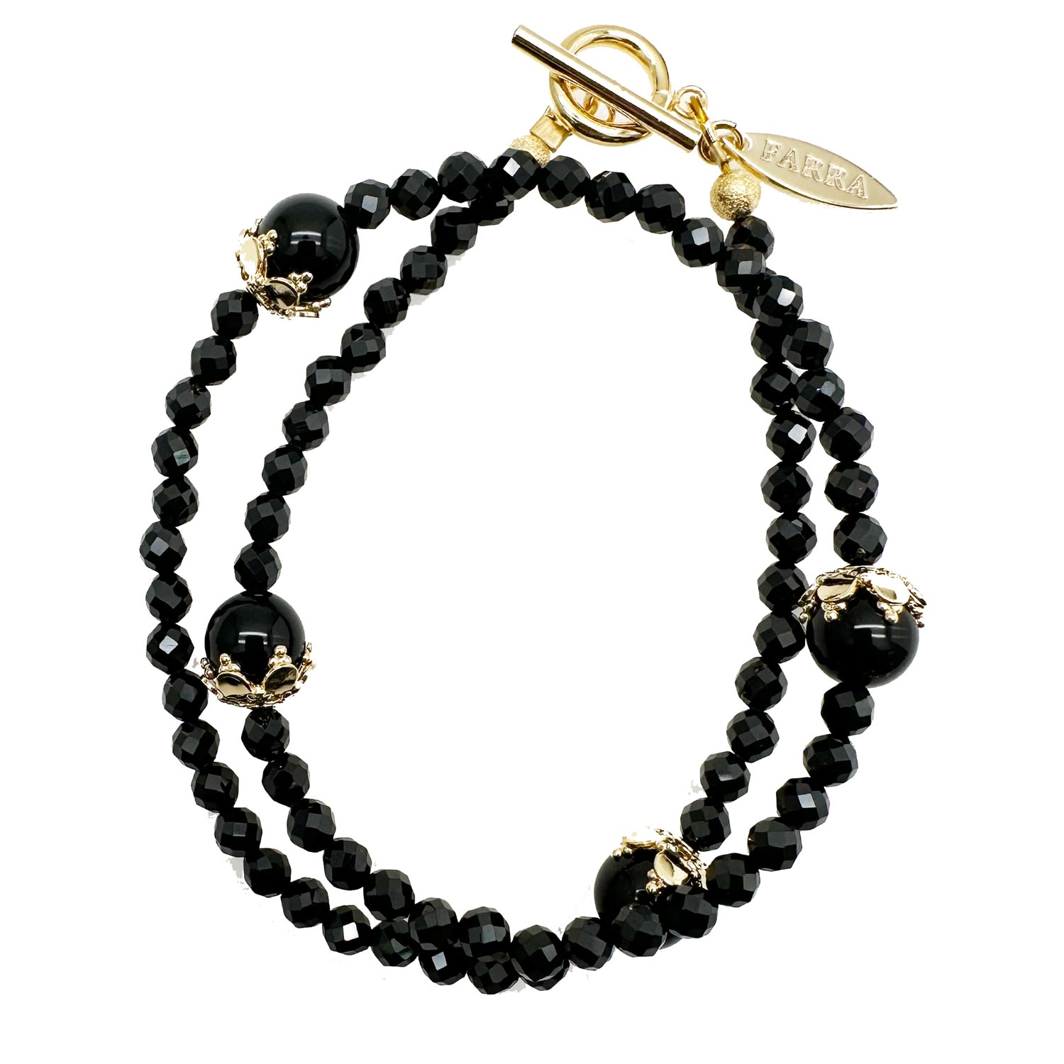 Women’s Black Timeless Obsidian Double Wrapped Bracelet Farra