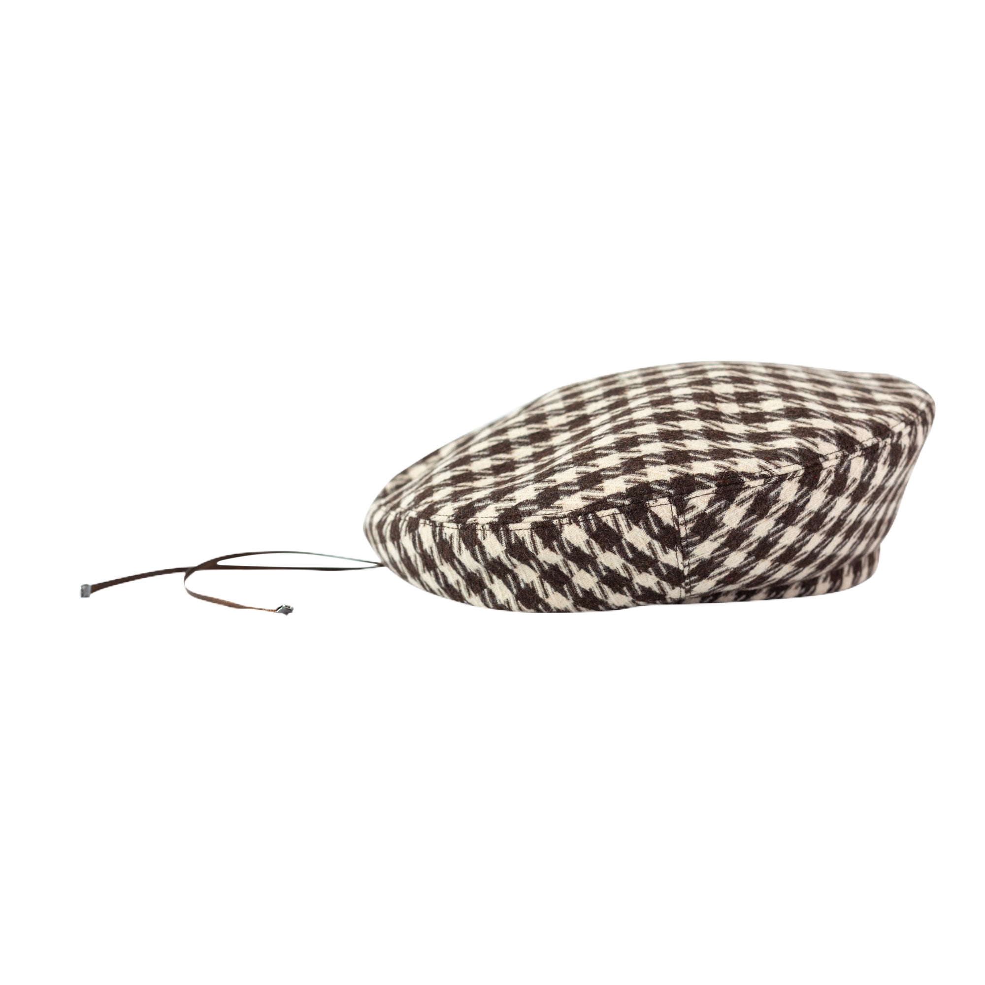 Women’s Brown "Houndstooth" Beret Hat - Mocha Lost Pattern Nyc