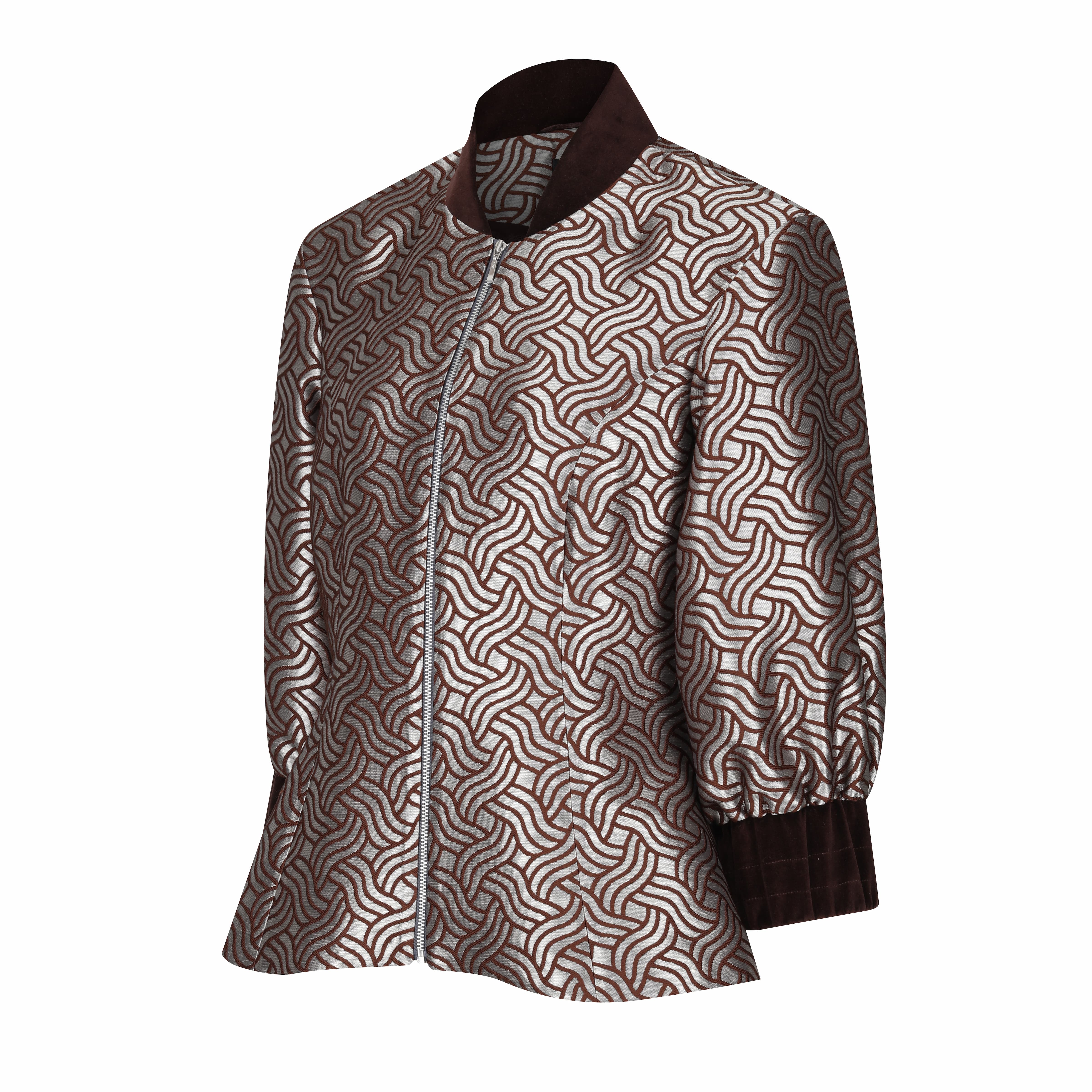 Lioness By Tf Women's Brown Dazzle Chocolate Shimmery Fitted Jacket Blouse