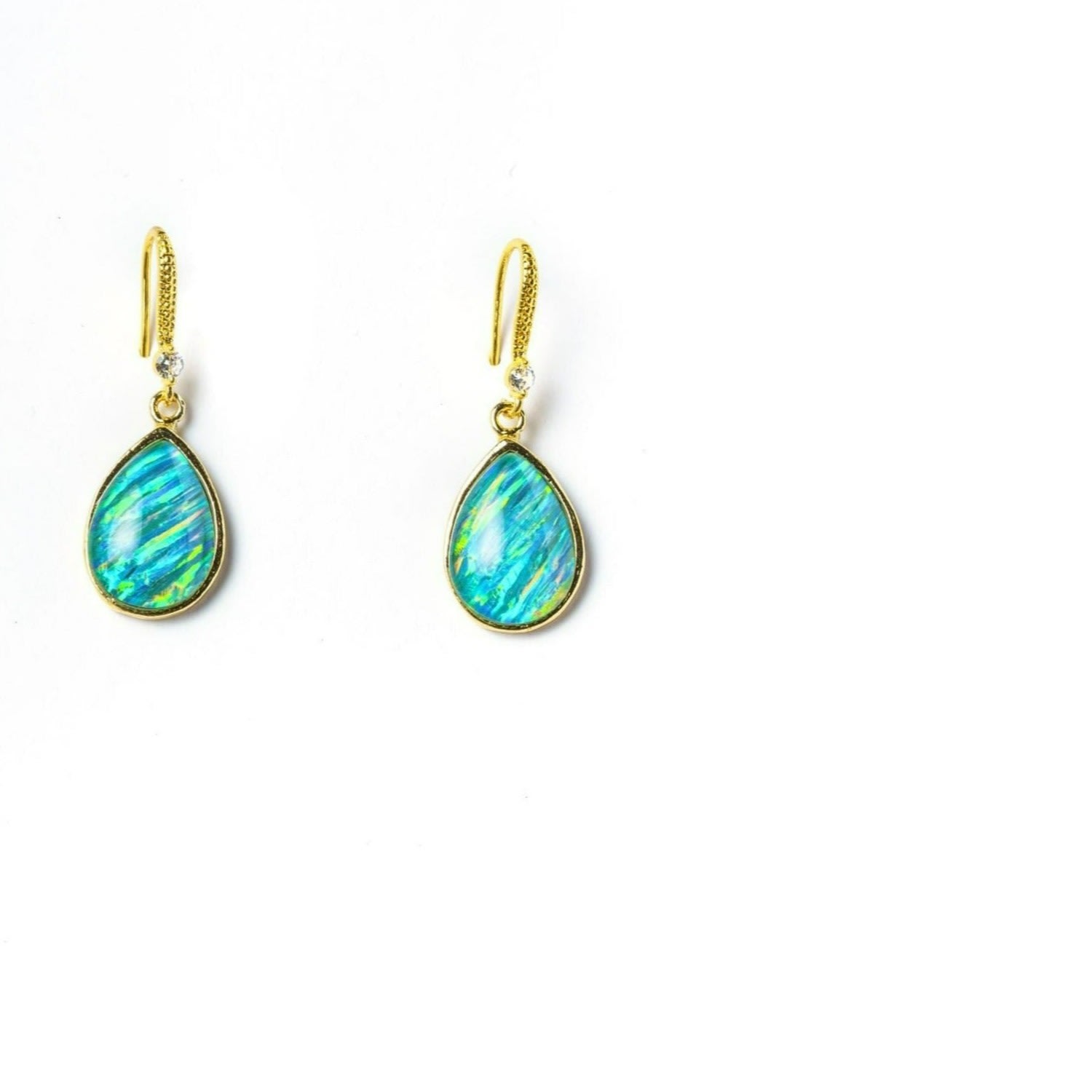 Women’s Pink / Purple / Blue Bejeweled Earrings Dangle & Drop Opal Hook Teardrop- Blue, Gold, Green, Pink & Purple Eunoia Jewels