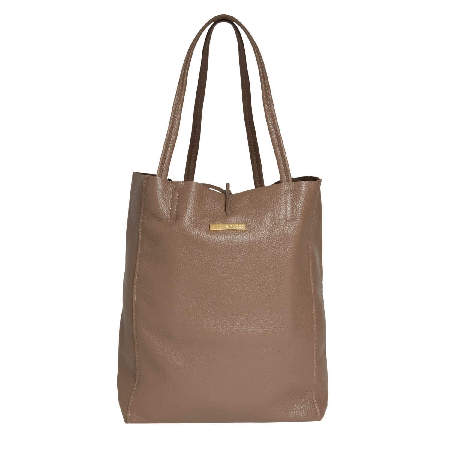 Milan - Soft Leather Tote Bag in Dark Taupe