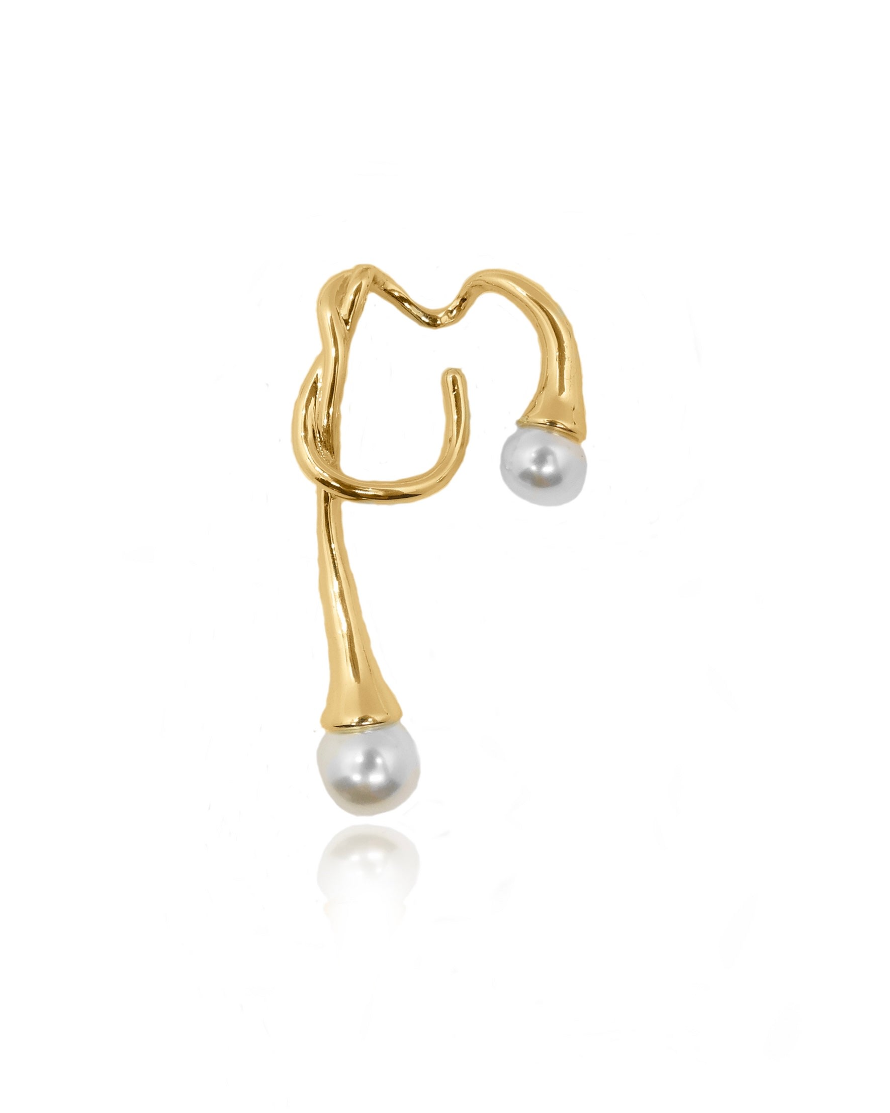 Women’s Gold Dahlia Irregular Hook Pearl Ear Cuff Viea