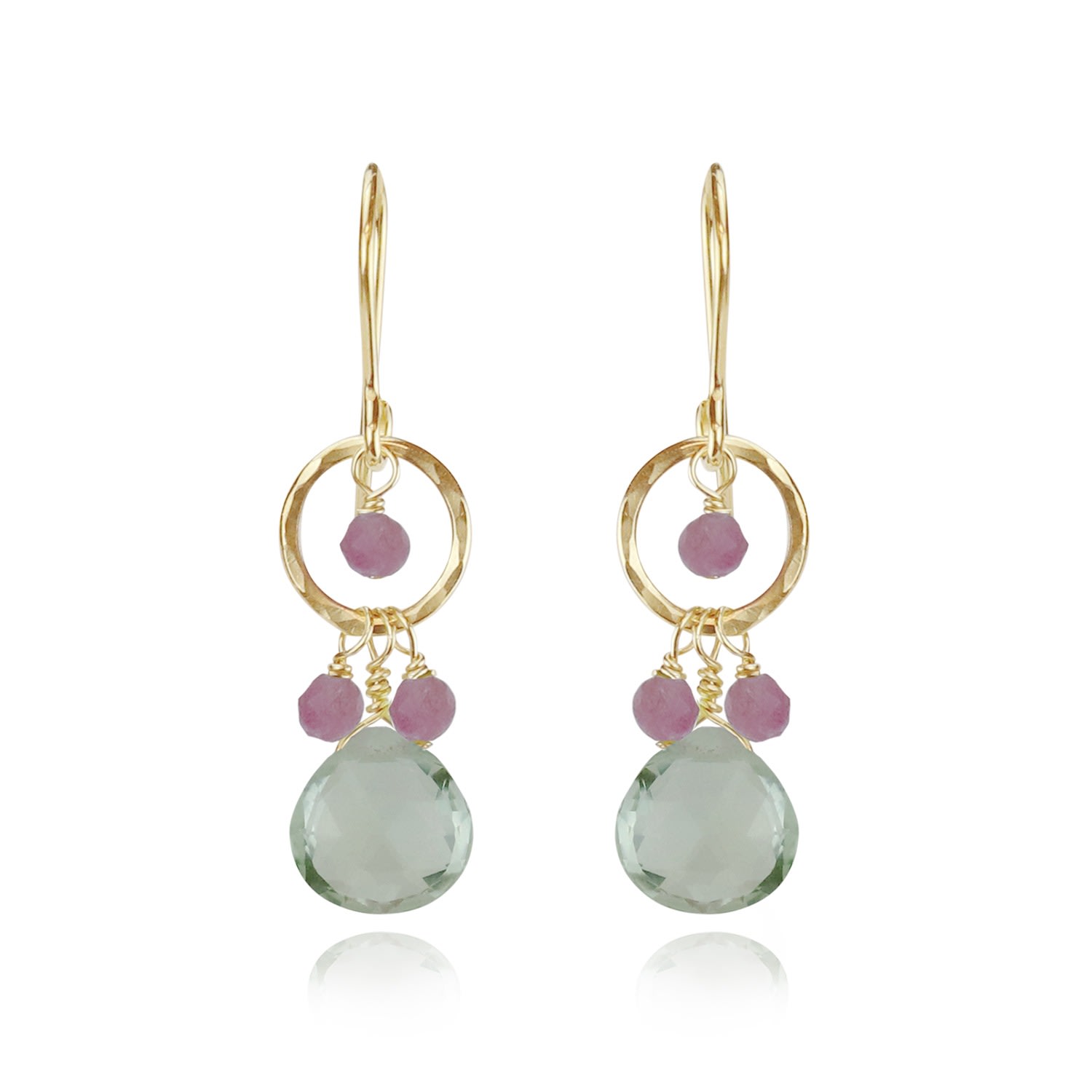 Women’s Green Amethyst Hoop Drop Earrings Mounir London