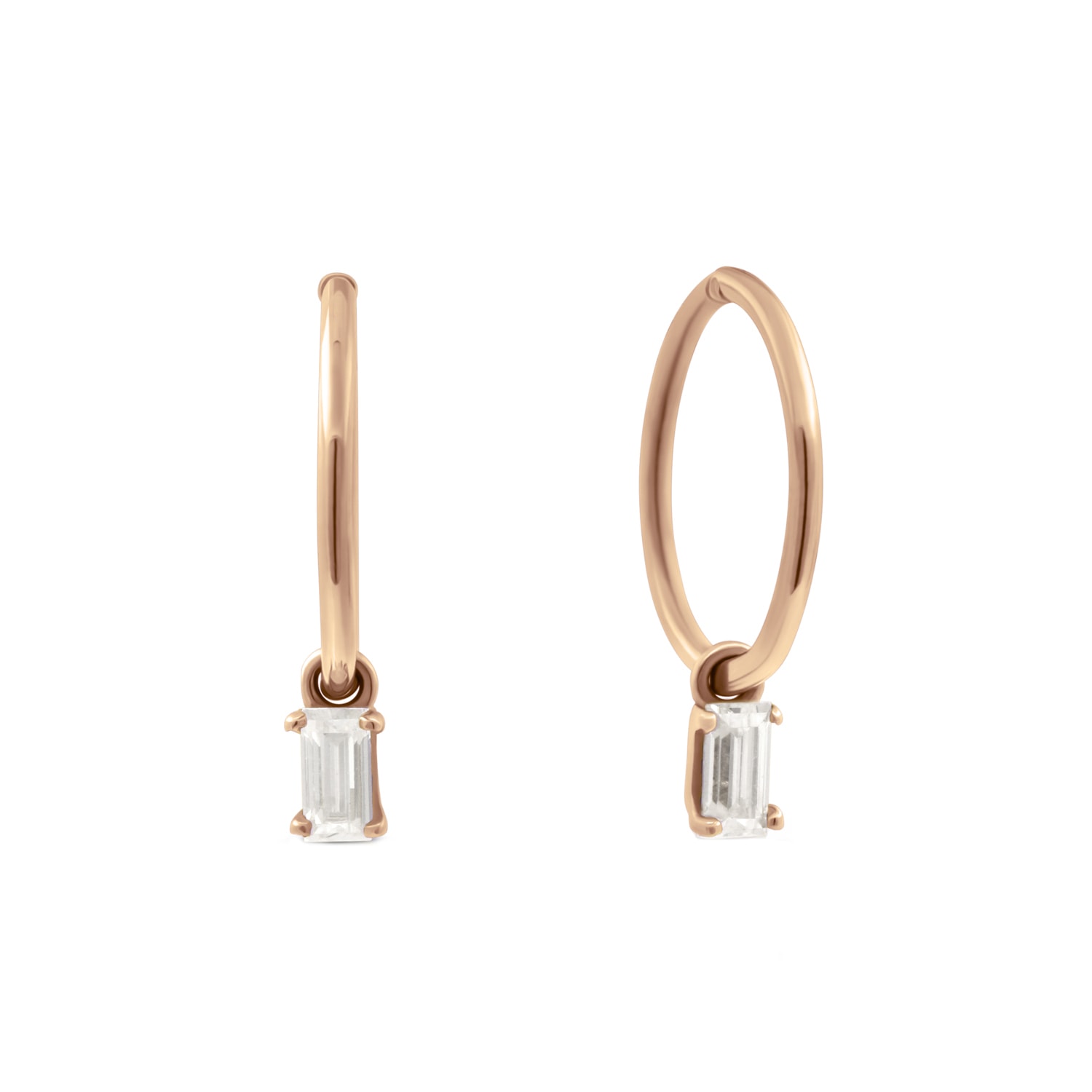 Lee Renee Women's Baguette Clicker Hoop Earrings - Rose Gold In Gold