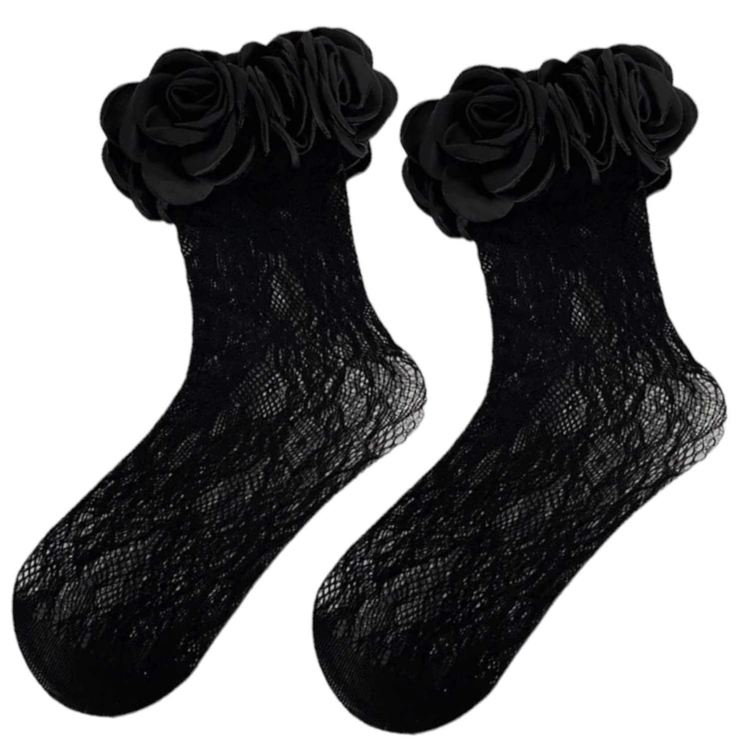 Women’s Lace Ring Socks - Black One Size High Heel Jungle by Kathryn Eisman