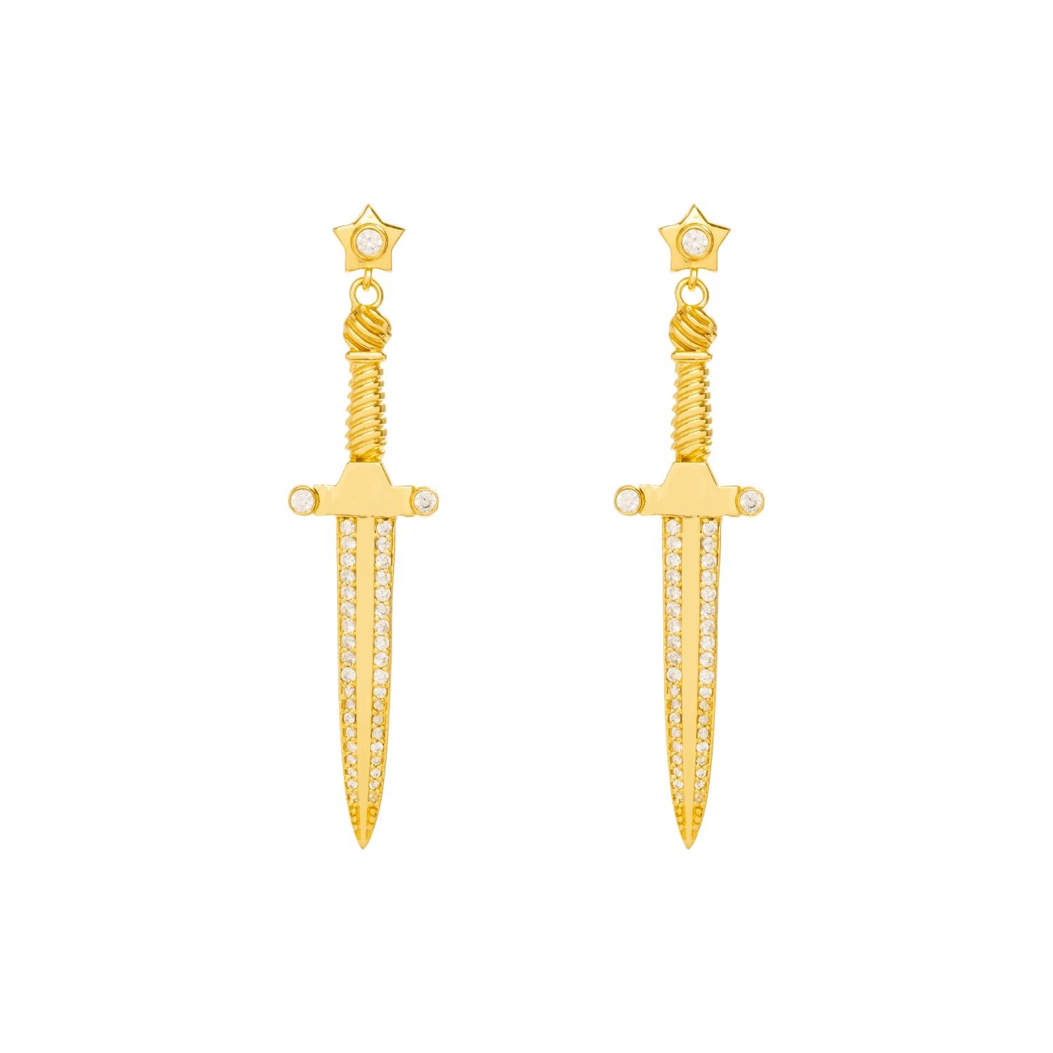 Lavani Jewels Women's White / Gold Goldplated Queen Of Swords Earrings In Multi