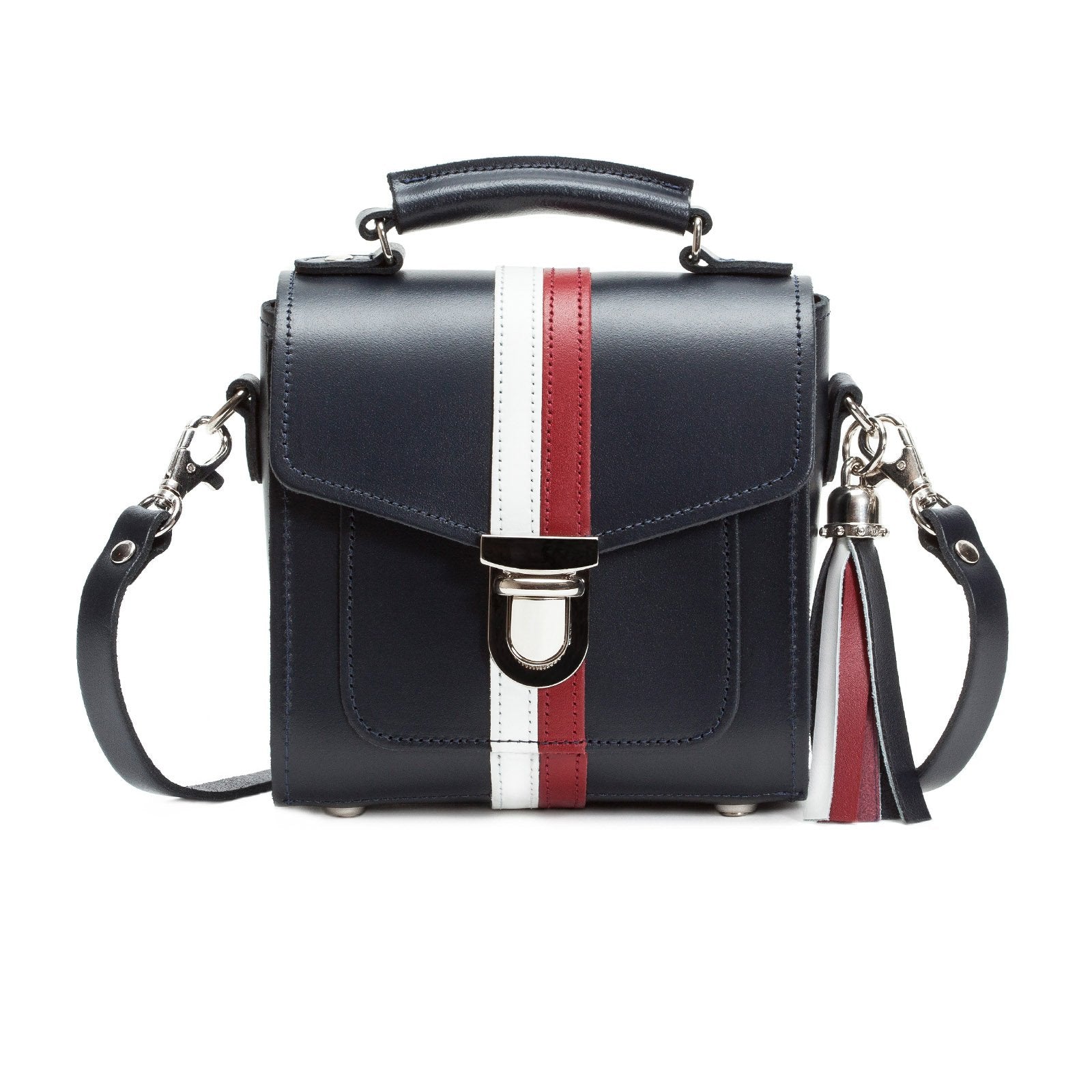 Zatchels Women's Blue / Red Handmade Leather Sugarcube Plus - British Edit In Blue/red