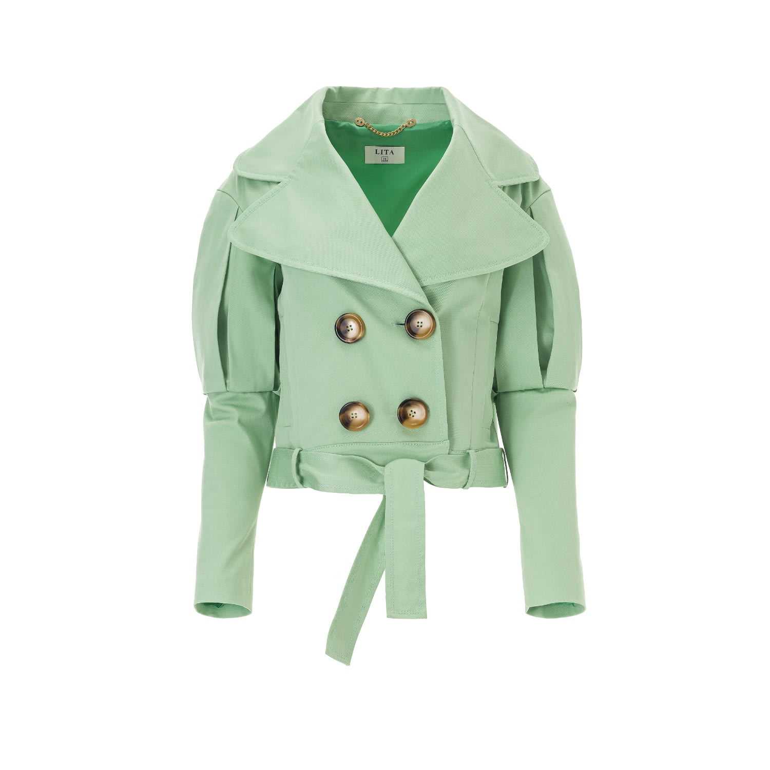 Lita Couture Women's Statement Jacket With Oversized Lapels In Green