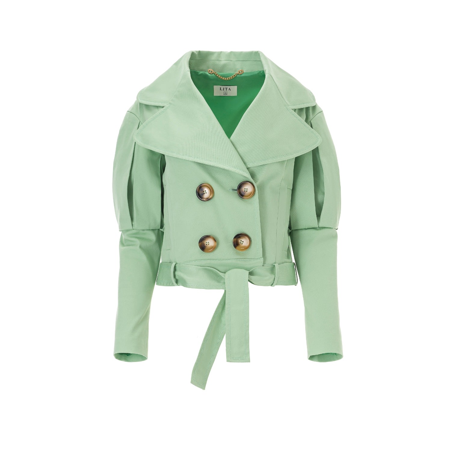 Lita Couture Women's Statement Jacket With Oversized Lapels In Green In Green