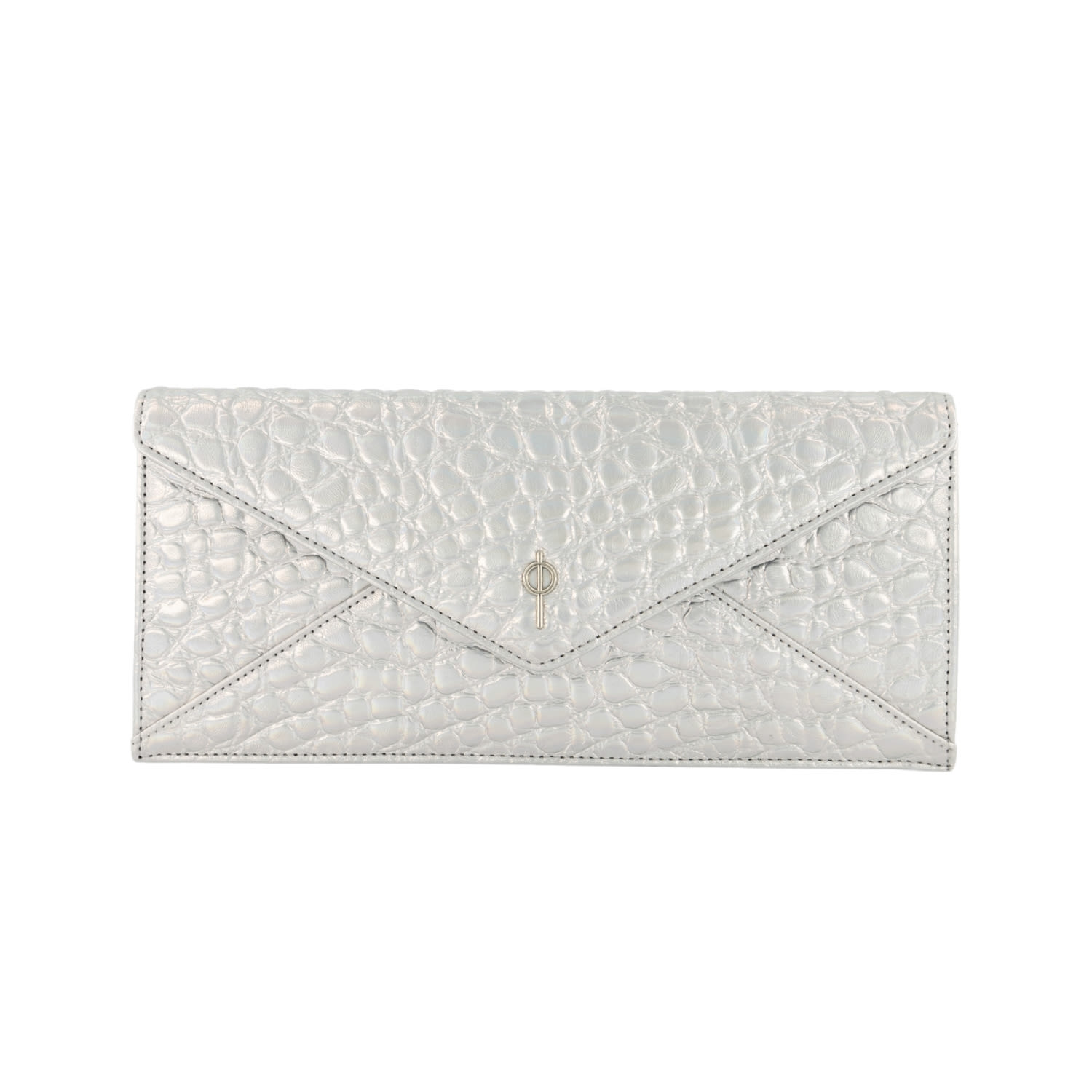 Otrera Women's Croco Night Clutch Bag Silver In Silver