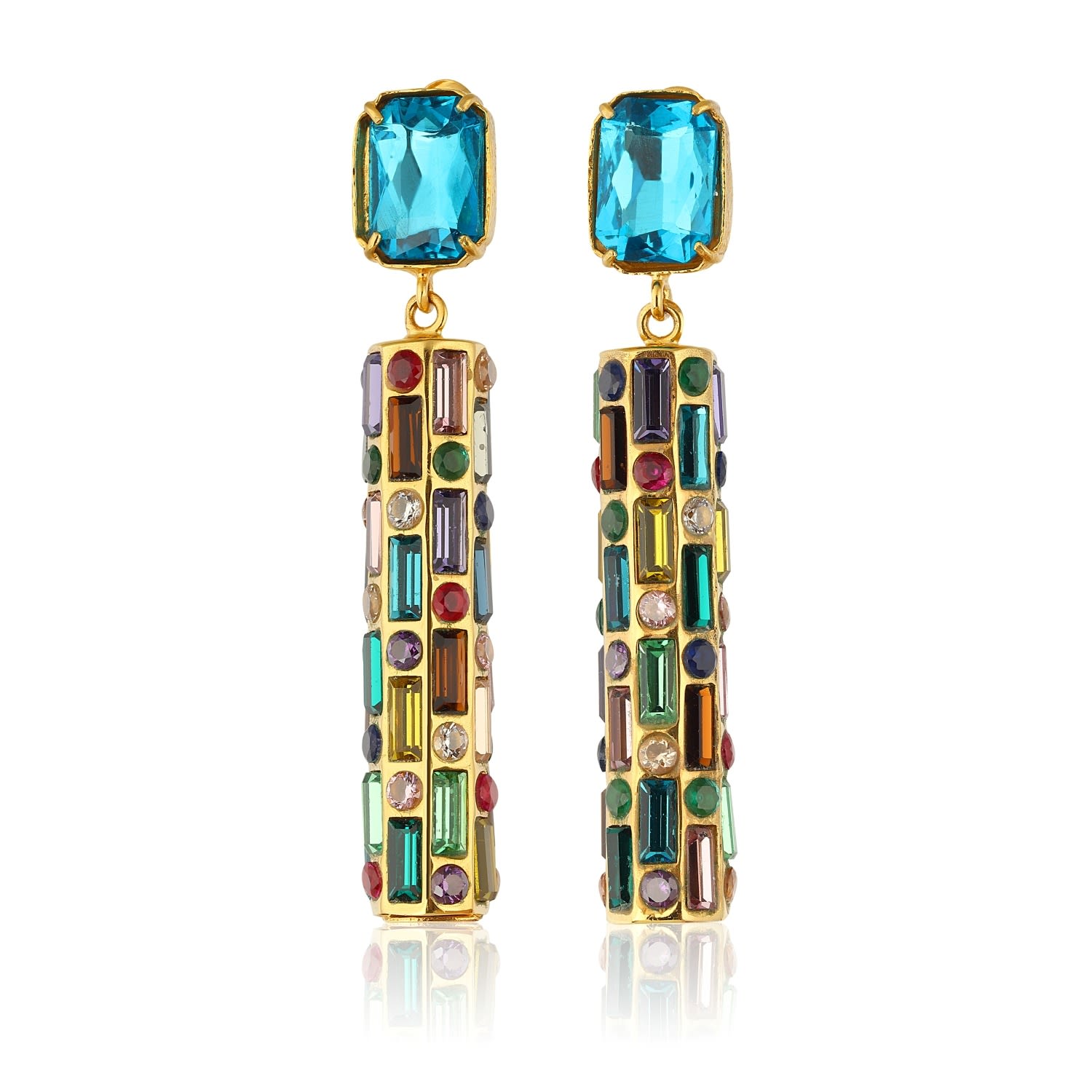 Women’s Cher Drop Earrings - Deep Blue With Multicolor Drops Maison Soula