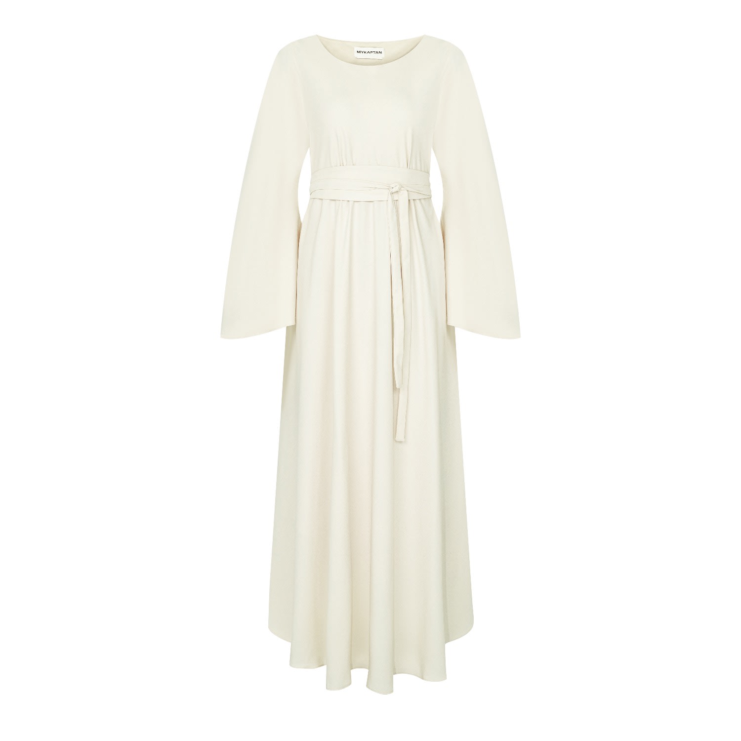 Mykaftan Women's White Flared Dress In Ivory In White