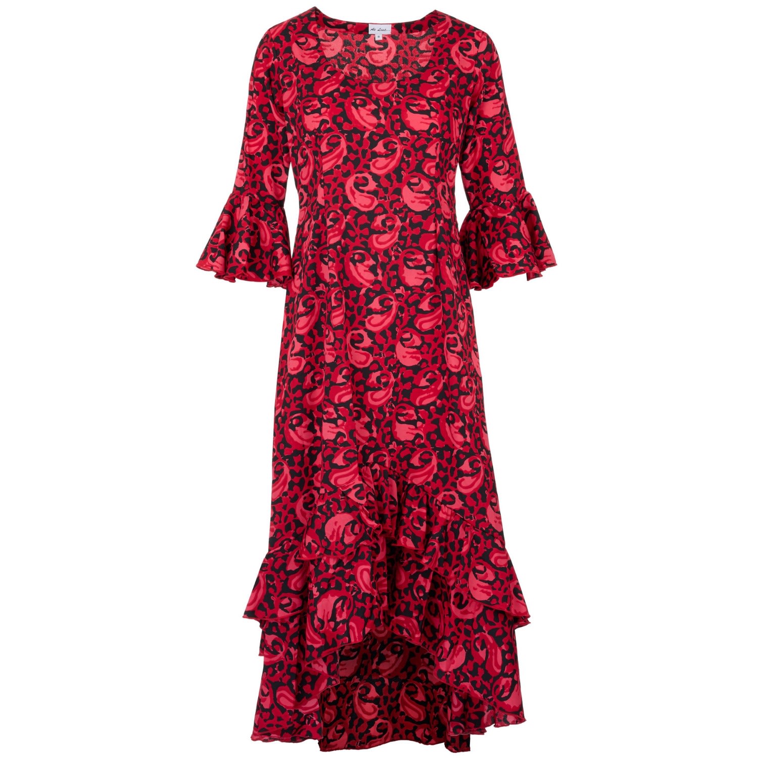 At Last... Women's Red Victoria Midi Dress Cranberry Swirl In Red