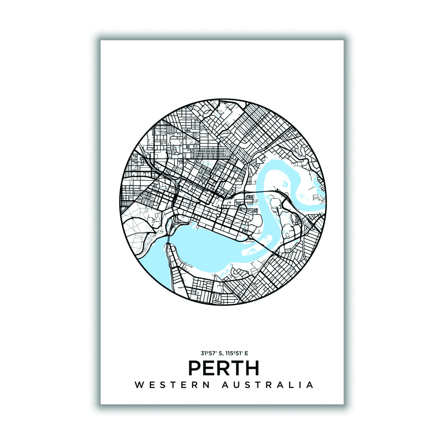 Blue Map Of Perth Large Stanley Print House