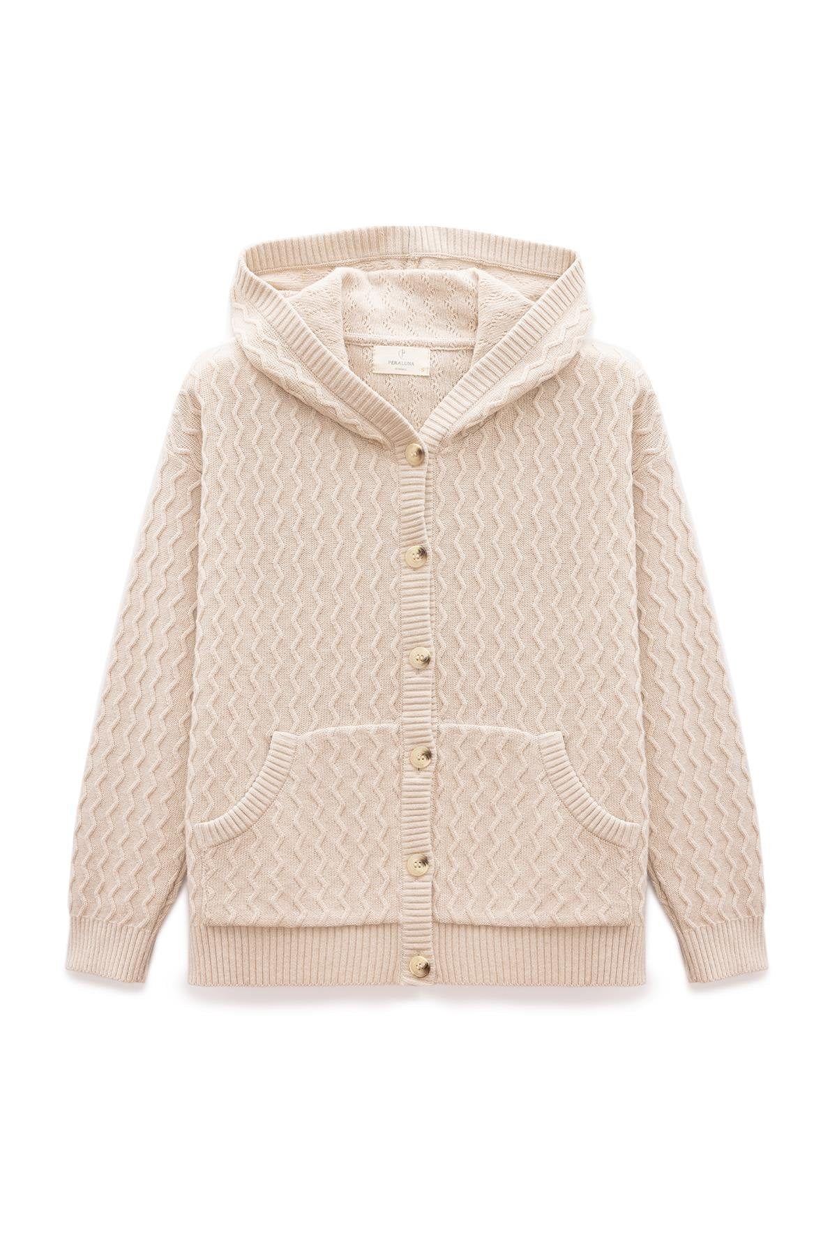 Peraluna Women's Neutrals Yvonne Hooded Knit Cardigan In Beige In Sand