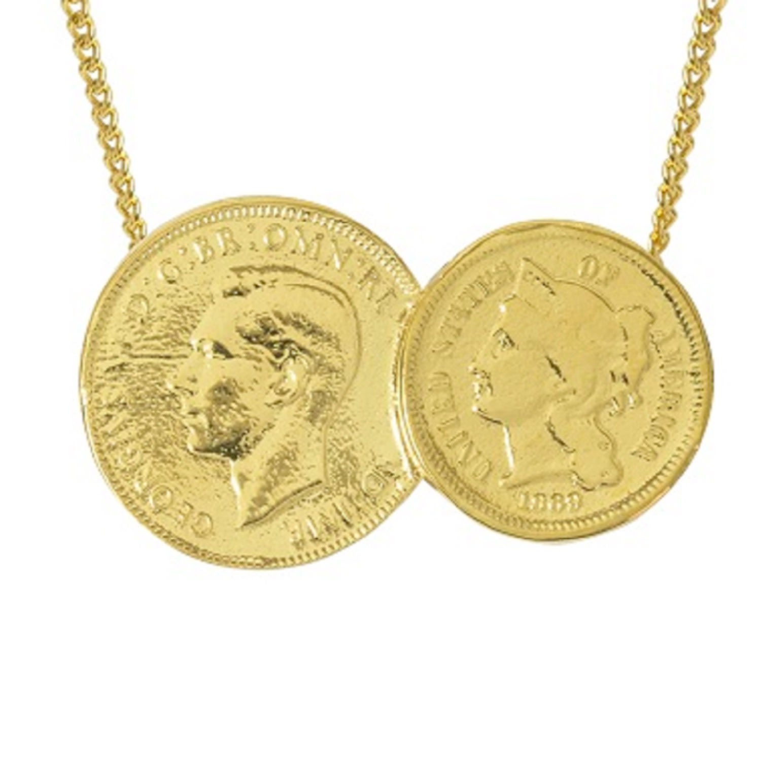 Women’s American / English Yellow Gold Plated Double Coin Necklace Katie Mullally