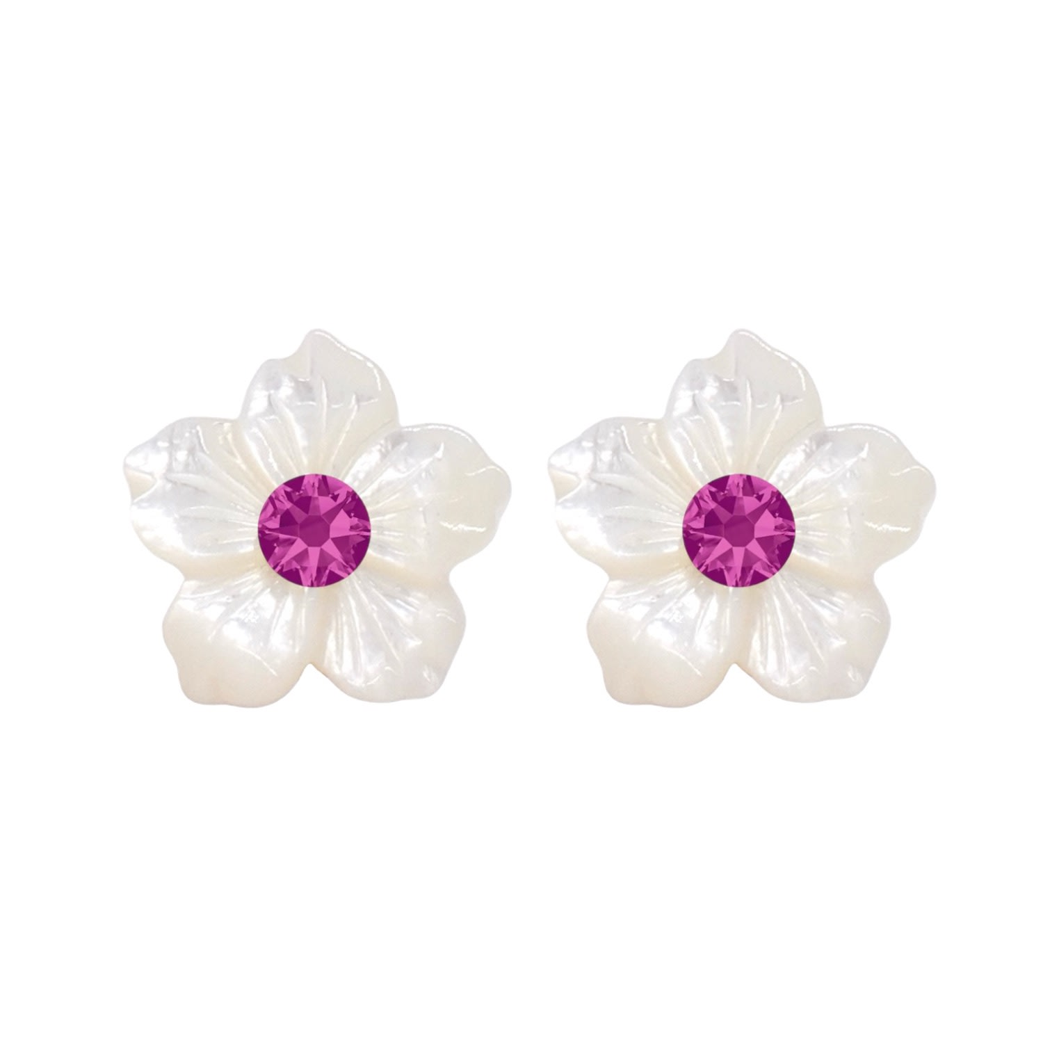 Valerie Chic Women's Gold / White / Pink Flower Blossom Fuchsia Mother Of Pearl Earrings In Multi