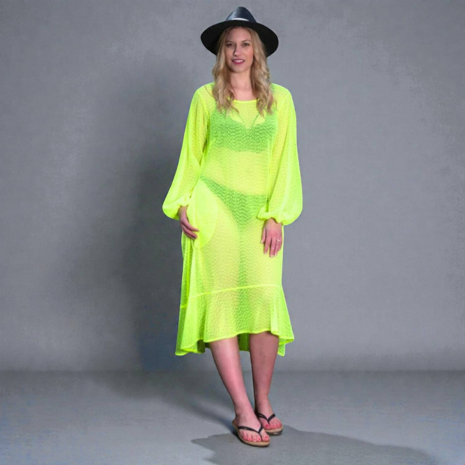 Neon Lime Plus Size Midi Dress – Holiday Resort Wear | Aphrodite | Sylvia Piechulla