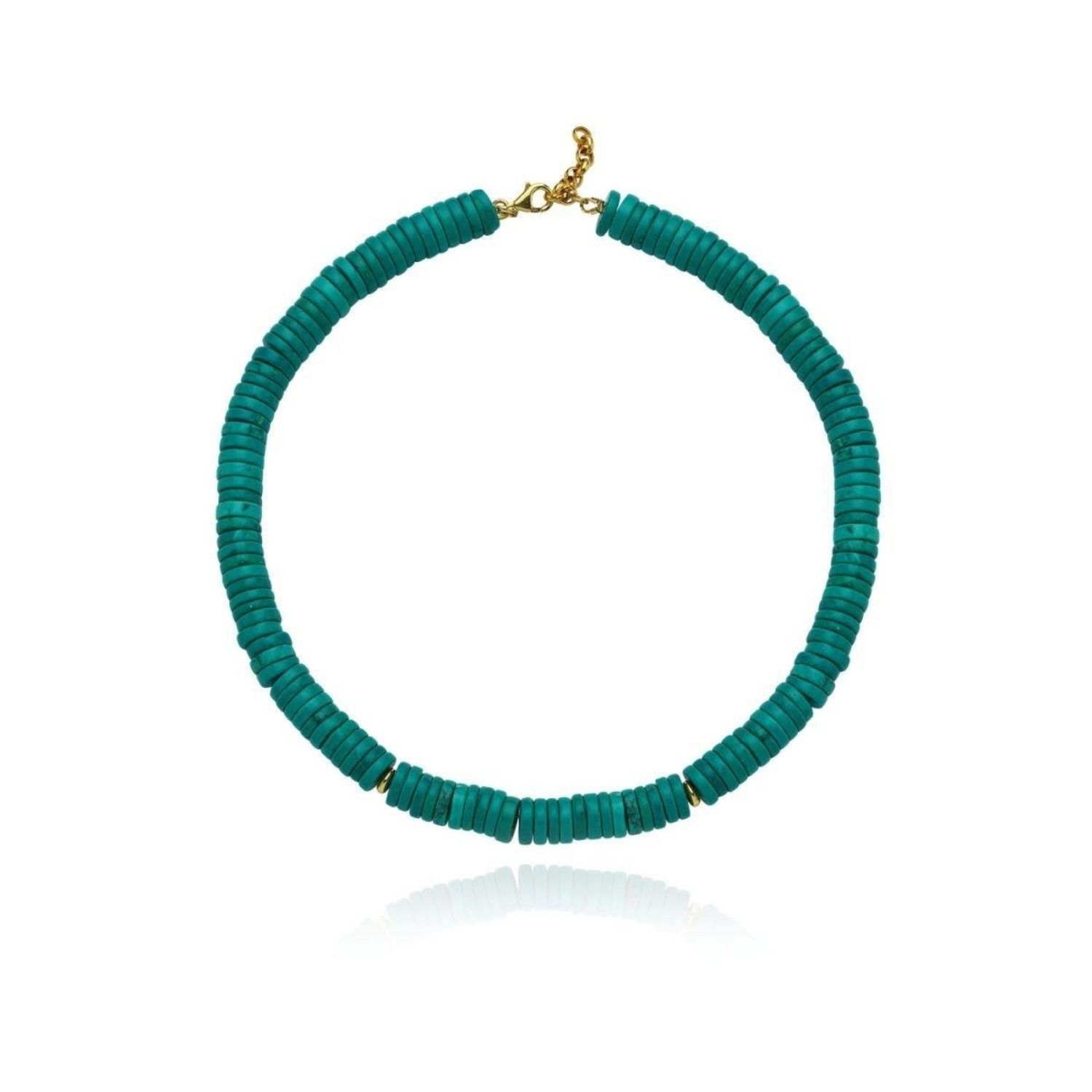 Linya Jewellery Women's Gold Bono Turquoise Big Necklace In Gold