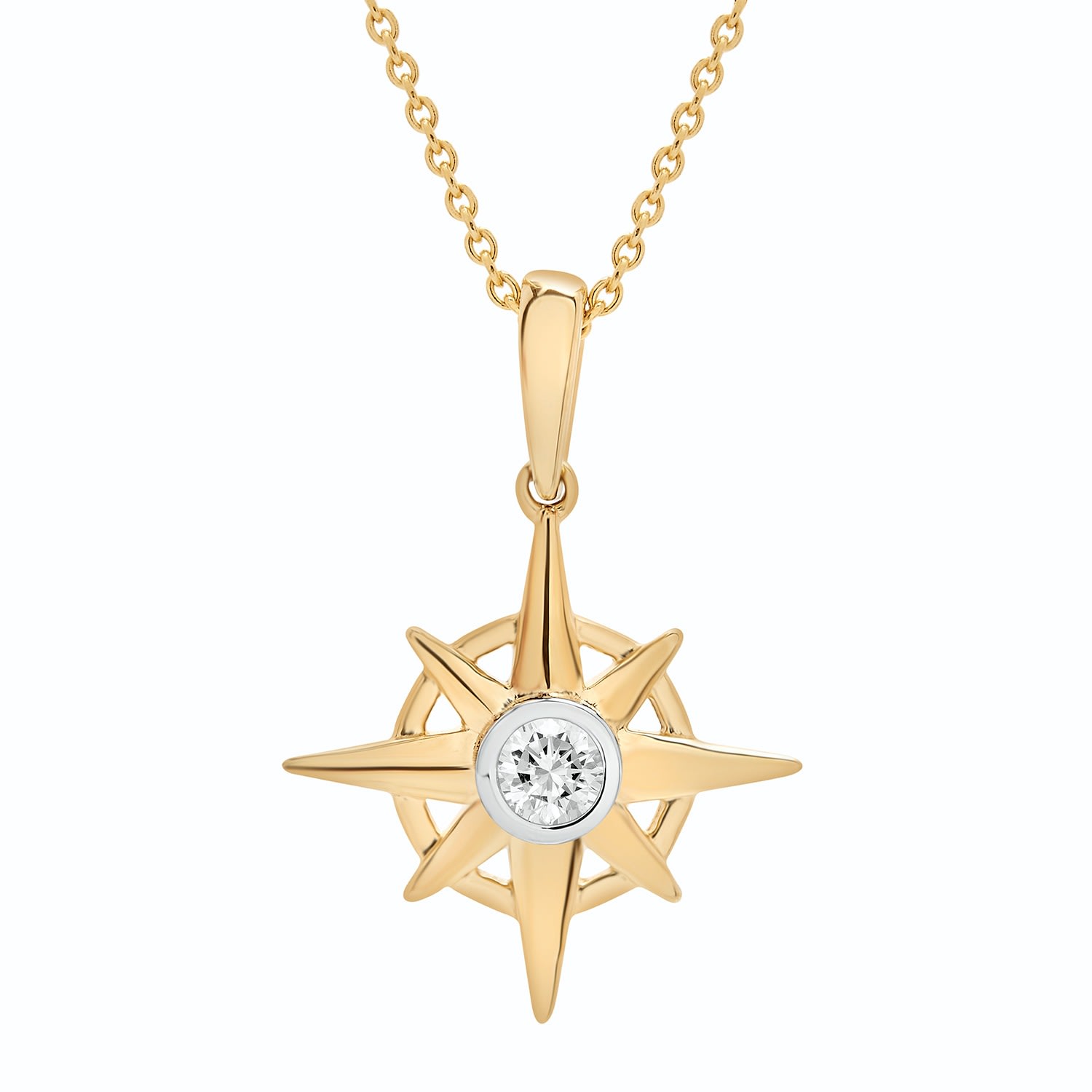 Women’s Gold Phoenix Compass Diamond Pendant Miki & Jane