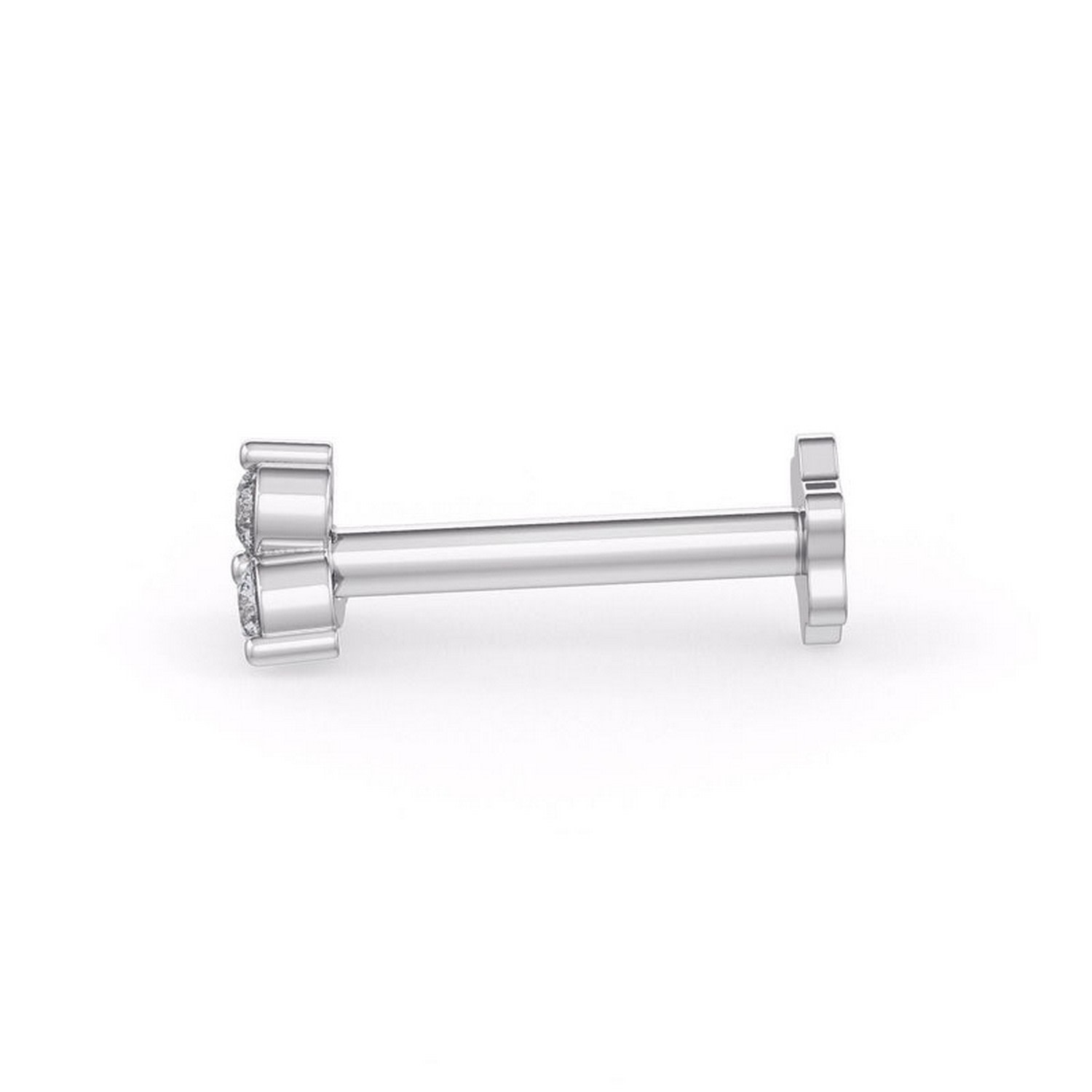 Cervin Blanc Women's Diamond Nose Stud Trilogy In White Gold With Screwback Nose Pin. In White