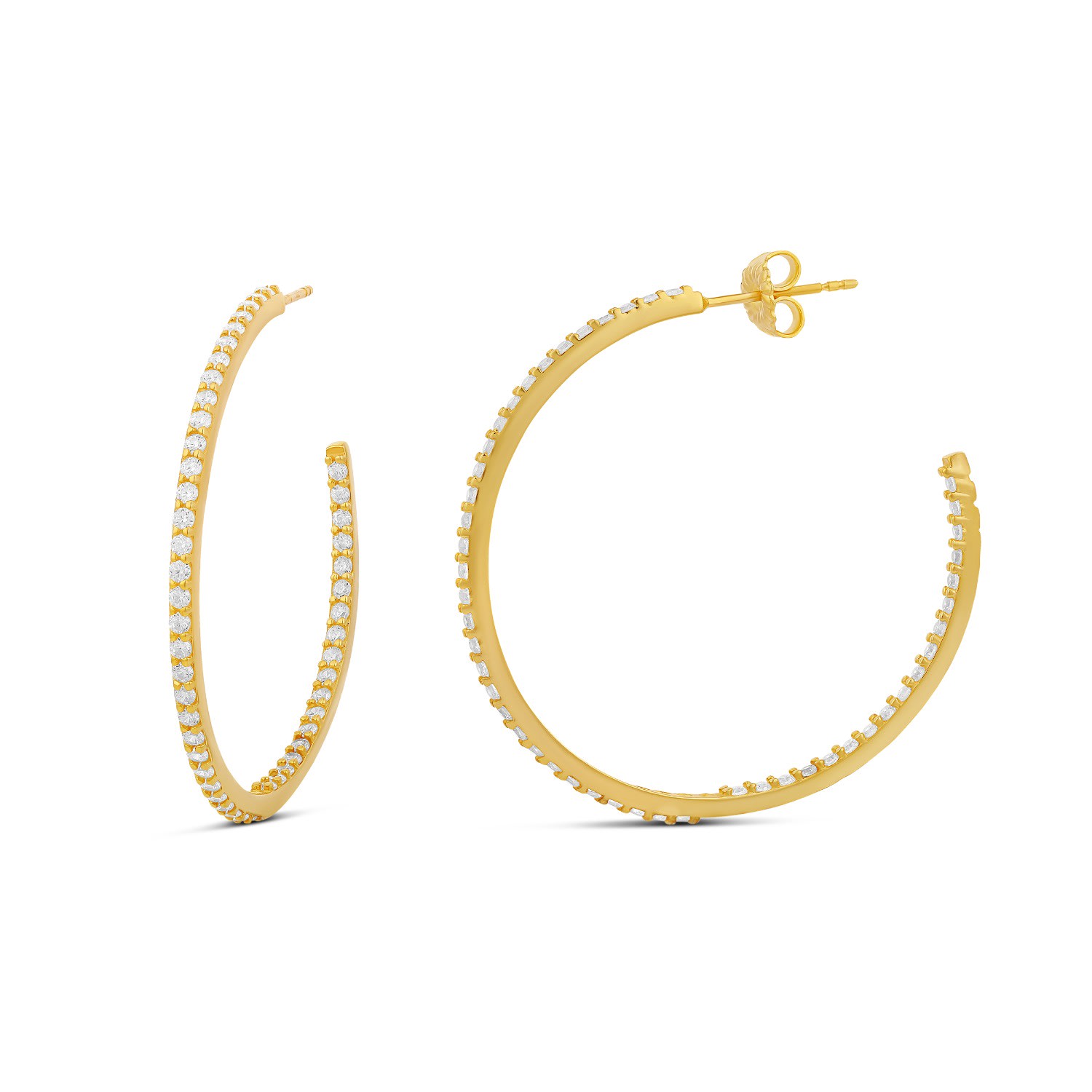 Shymi Women's Thin Pave Hoops - Gold In Gold