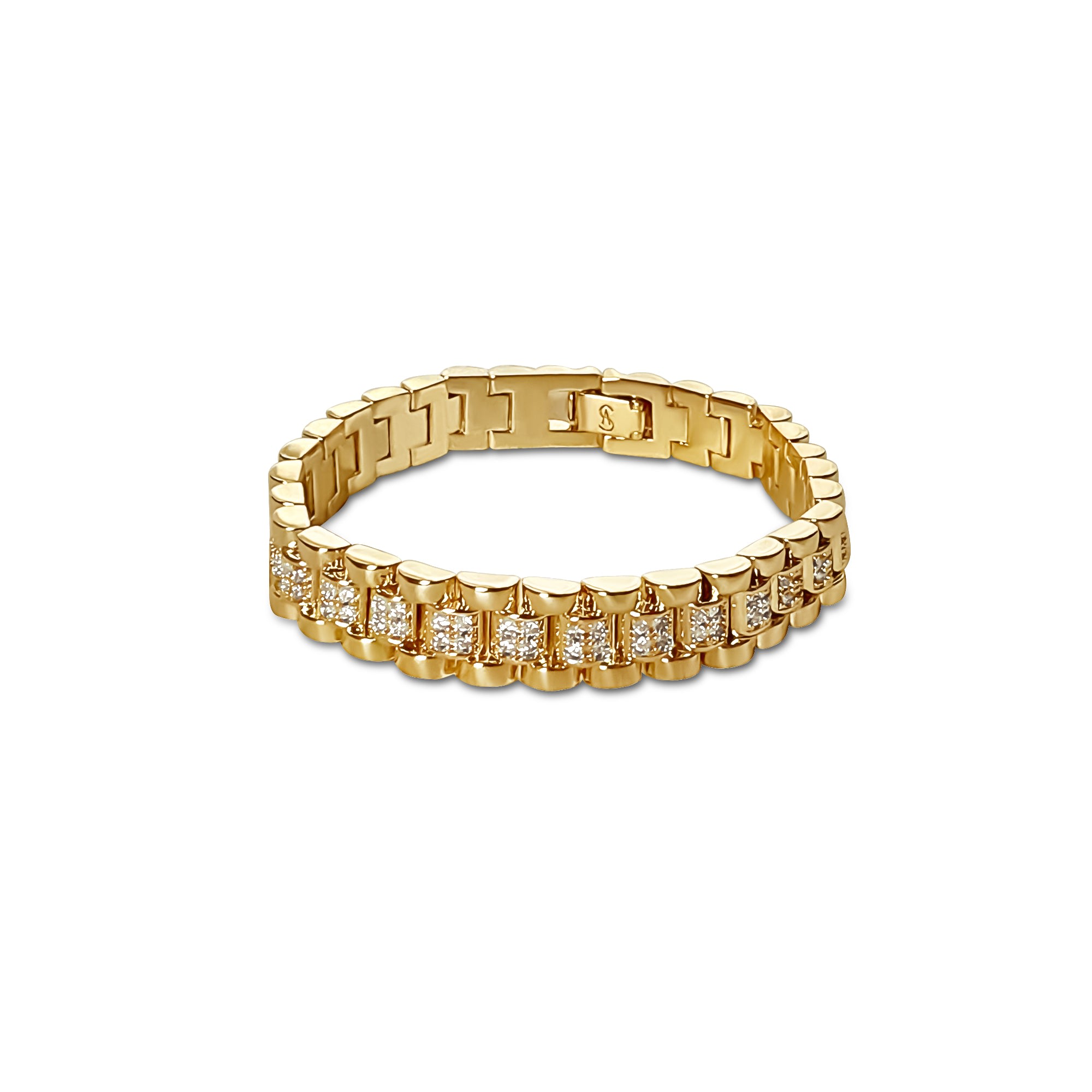 Shop Anisa Sojka Women's Gold Cubic Zirconia Chunky Watch Band Bracelet