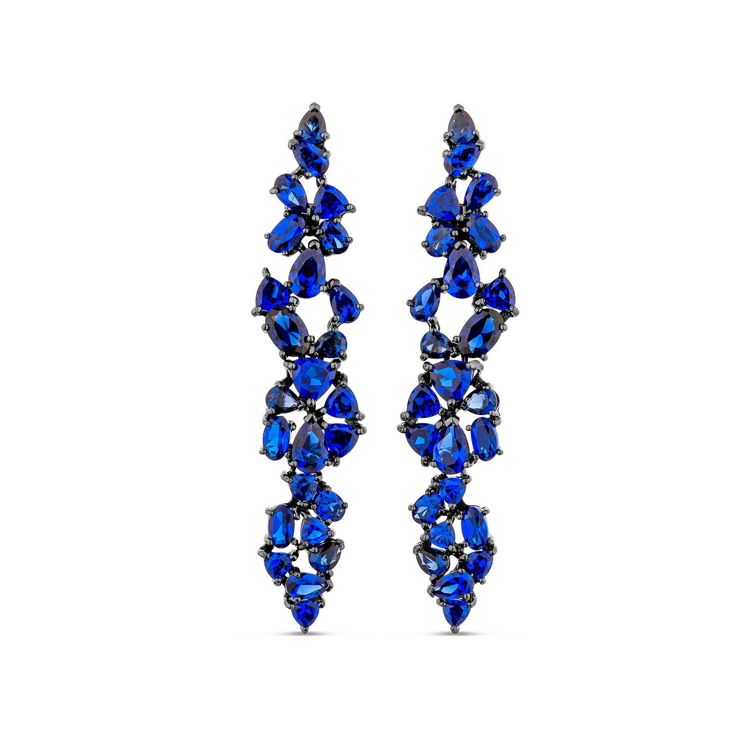 Sally Skoufis Women's Black / Blue Renaissance Drop Earrings With Sapphires In Premium Black Rhodium In Multi