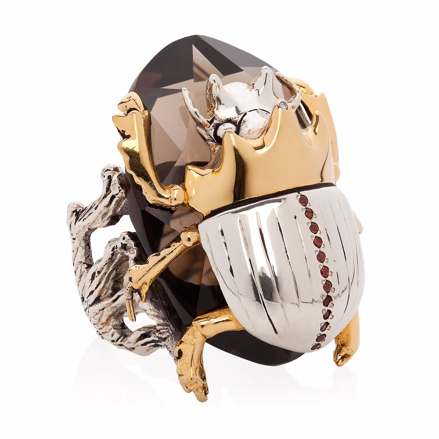 Women’s Silver / Gold Scarab Cocktail Ring Yasmin Everley Jewellery