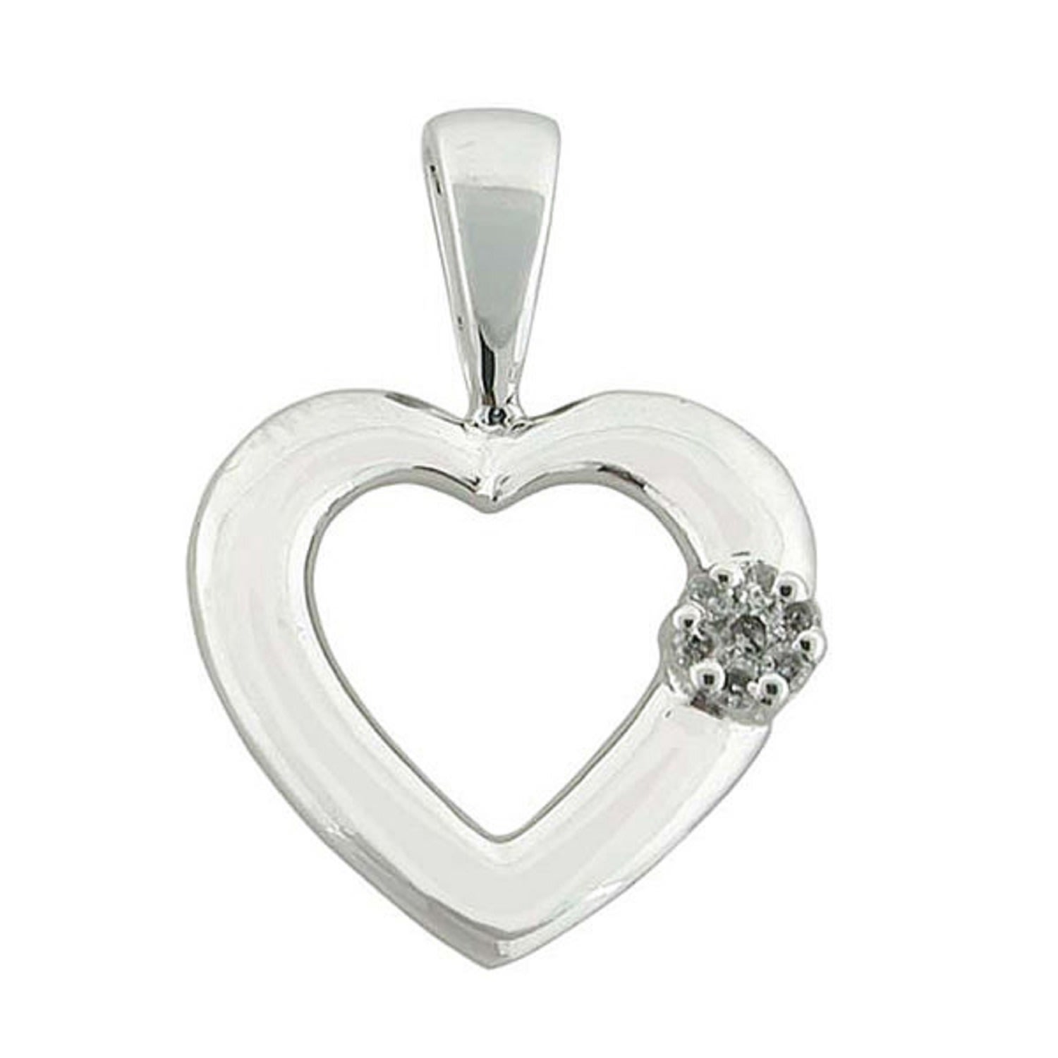 Artisan Women's 14k White Gold In Pave Natural Diamond Heart Shape Charm Pendant In Metallic
