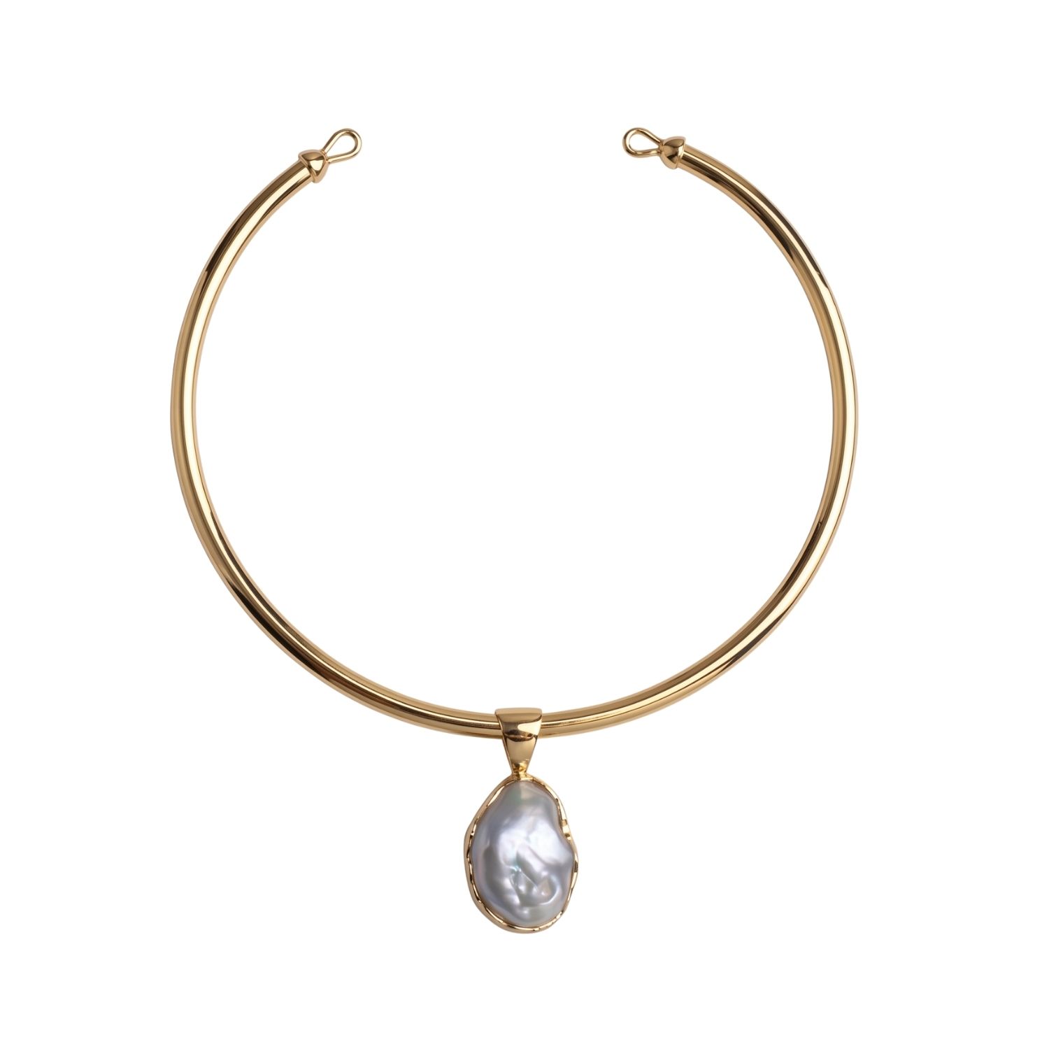 Women's Magma Baroque Pearl Choker Silver & Gold Plated Necklace, Pearl Wedding Choker | Linya Jewellery