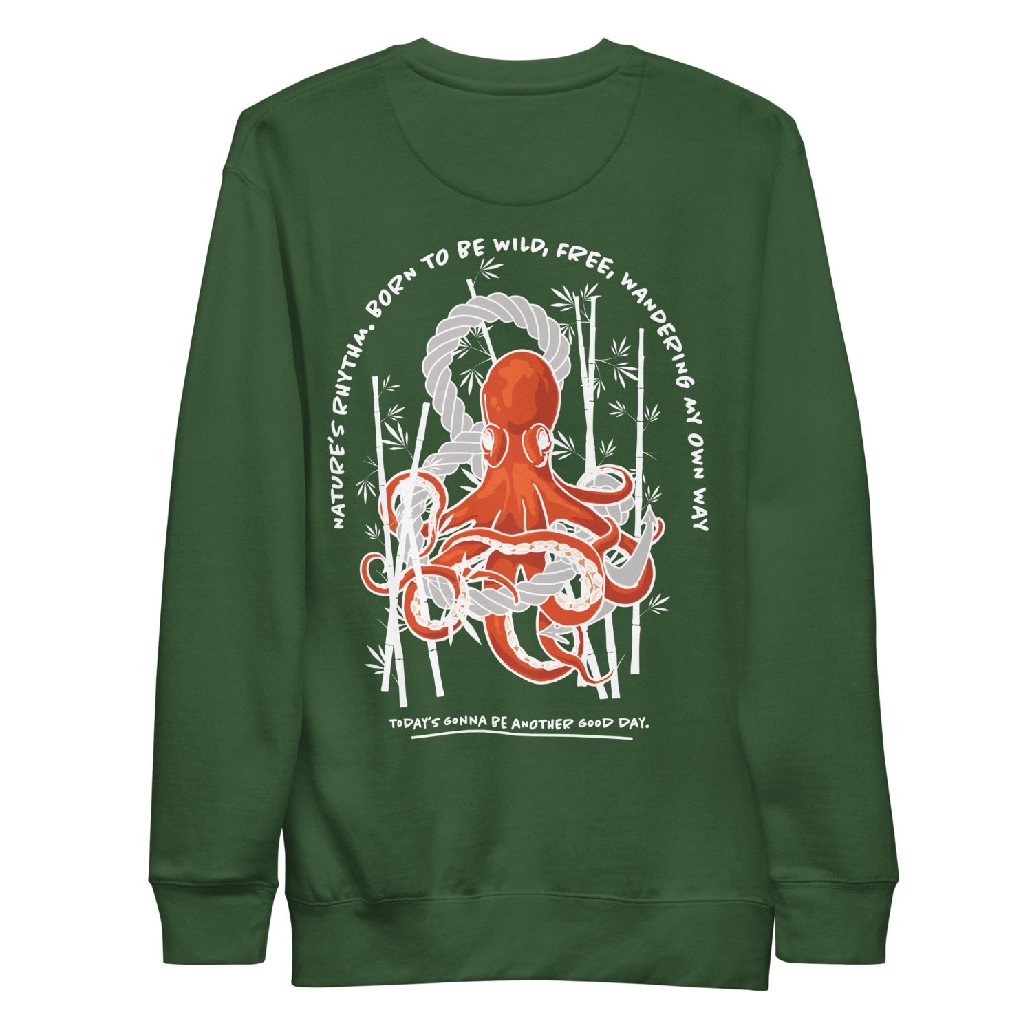 Anchor & Crew Forest Green Octopus Another Good Day Cotton Blend Sweatshirt - Women In Green