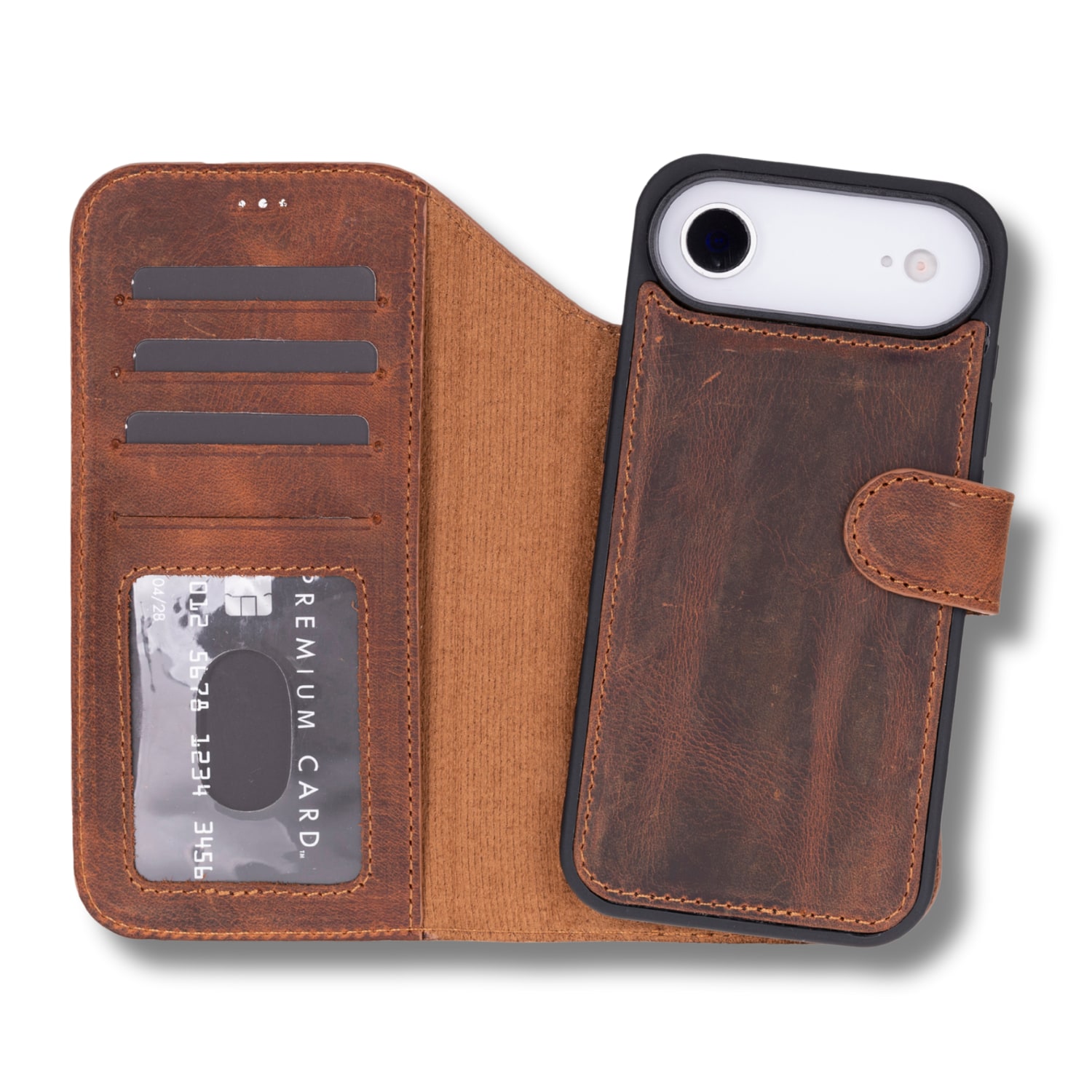 Leathere Premium Leather Iphone Air Wallet Case – Brown - Austin In Brown