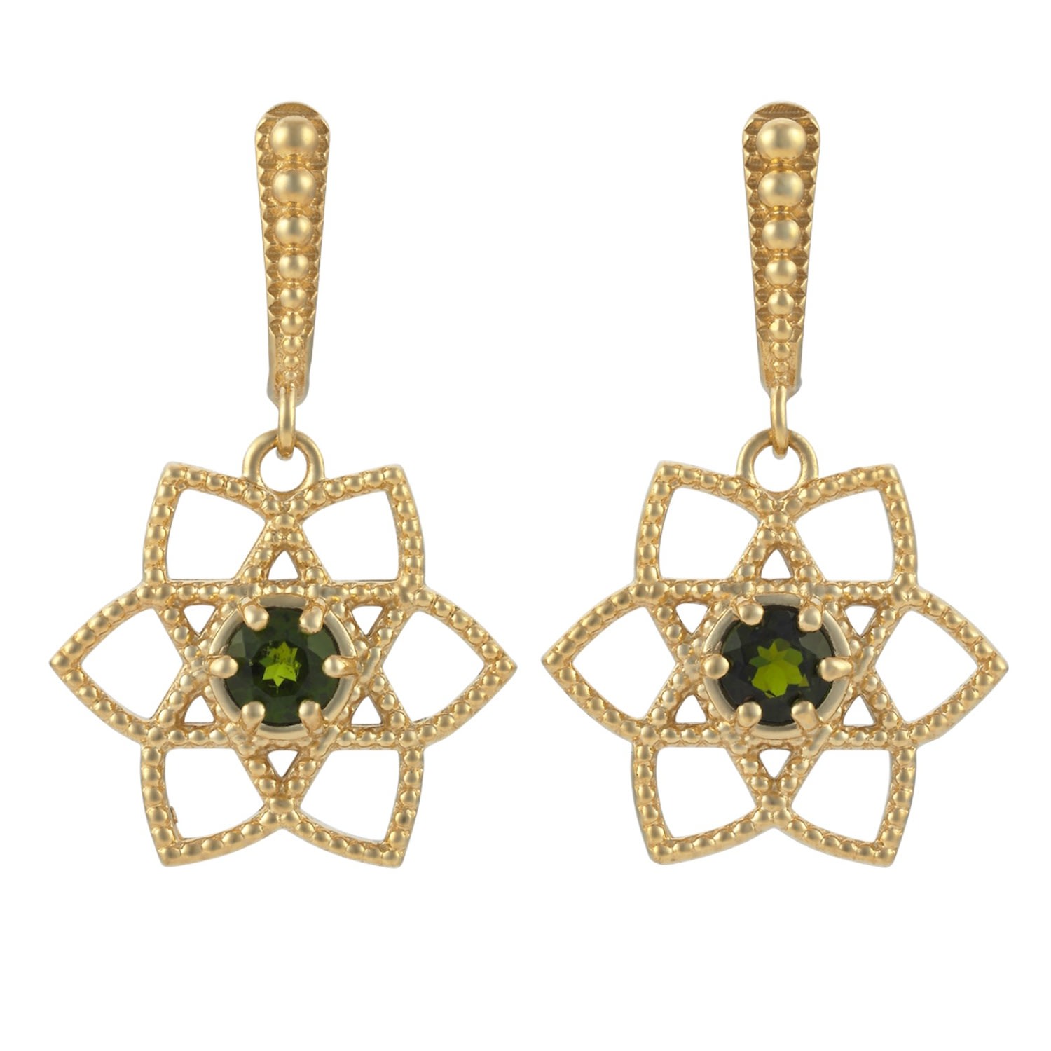 Women’s Gold / Green Padma Lotus Heart Earrings Gold Zoe and Morgan