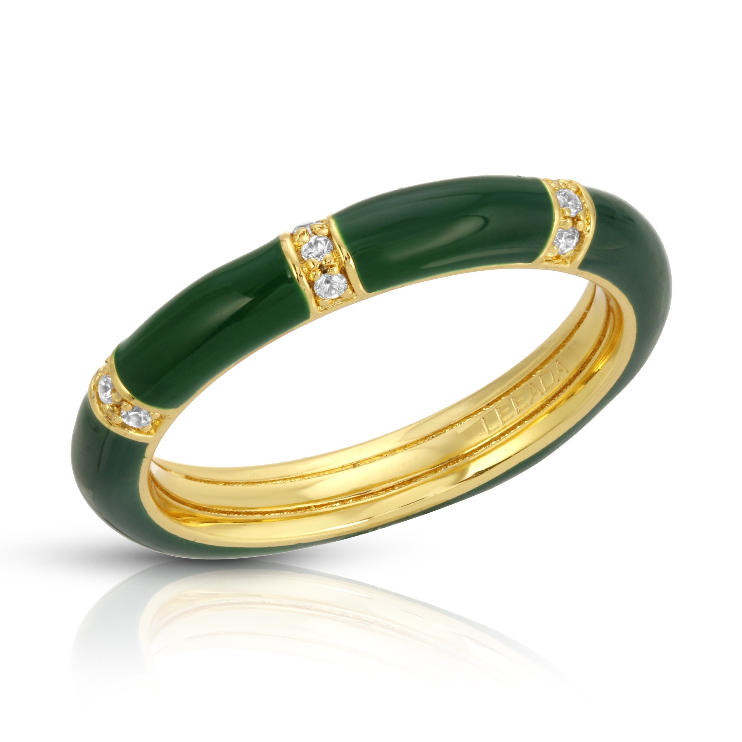 Leeada Jewelry Women's Lamill Enamel Stacking Ring - Evergreen In Green