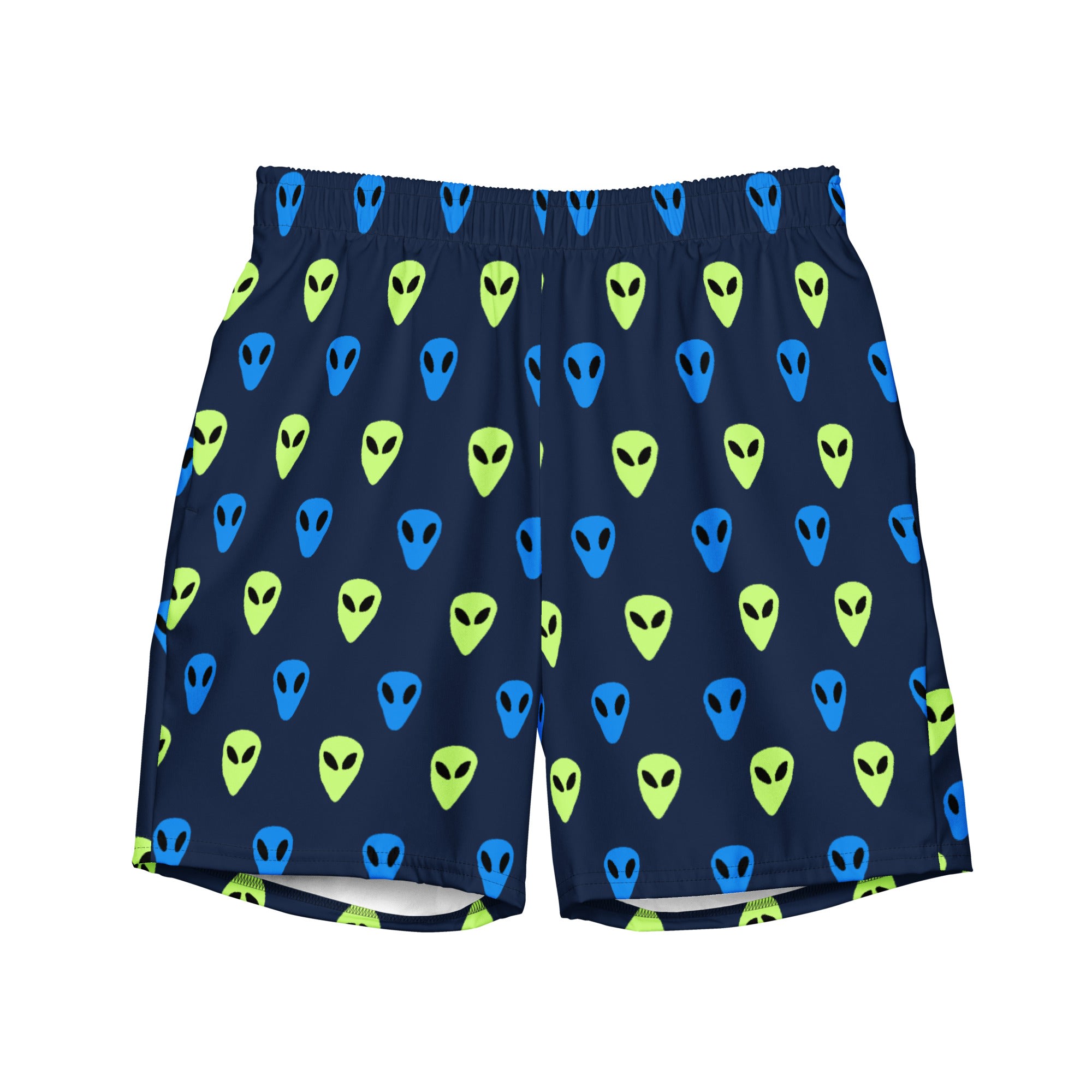 Green / Blue Blue & Green Alien Print Men’s Swim Trunks Large Formula S7