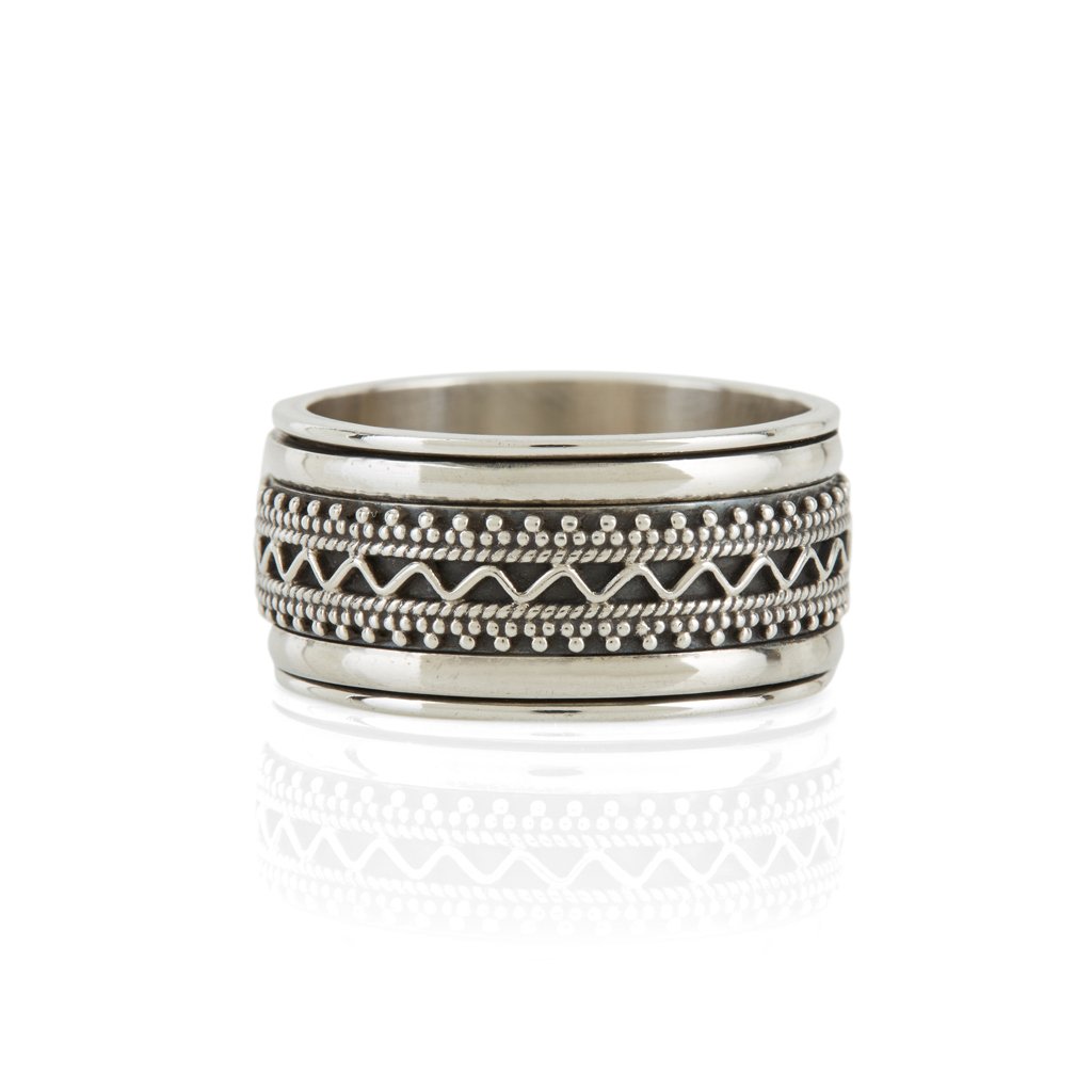 Men’s Jaipur Explorer Silver Spinning Ring Charlotte’s Web Jewellery