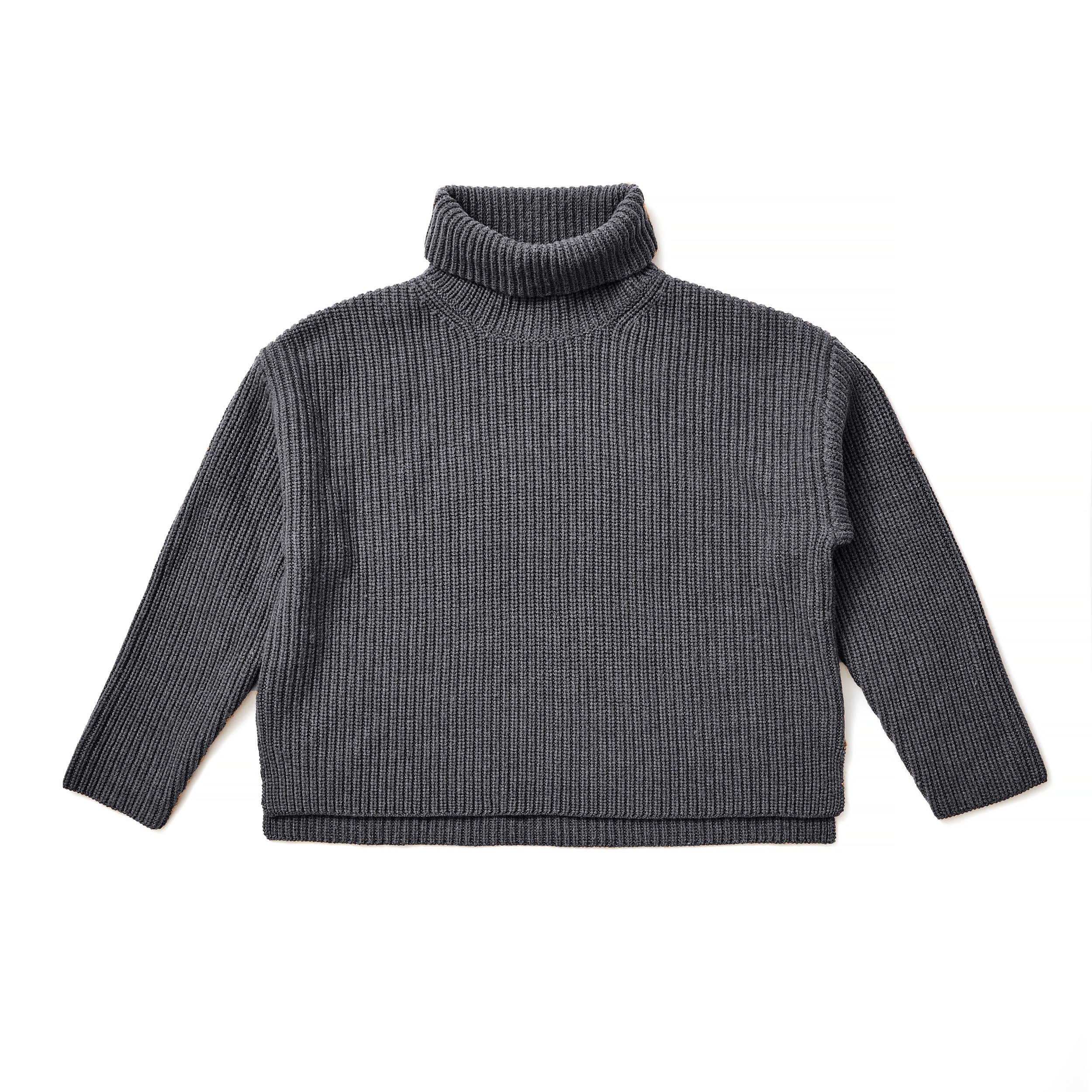 Lindsay Nicholas New York Women's Textured Turtleneck In Dark Grey In Grey