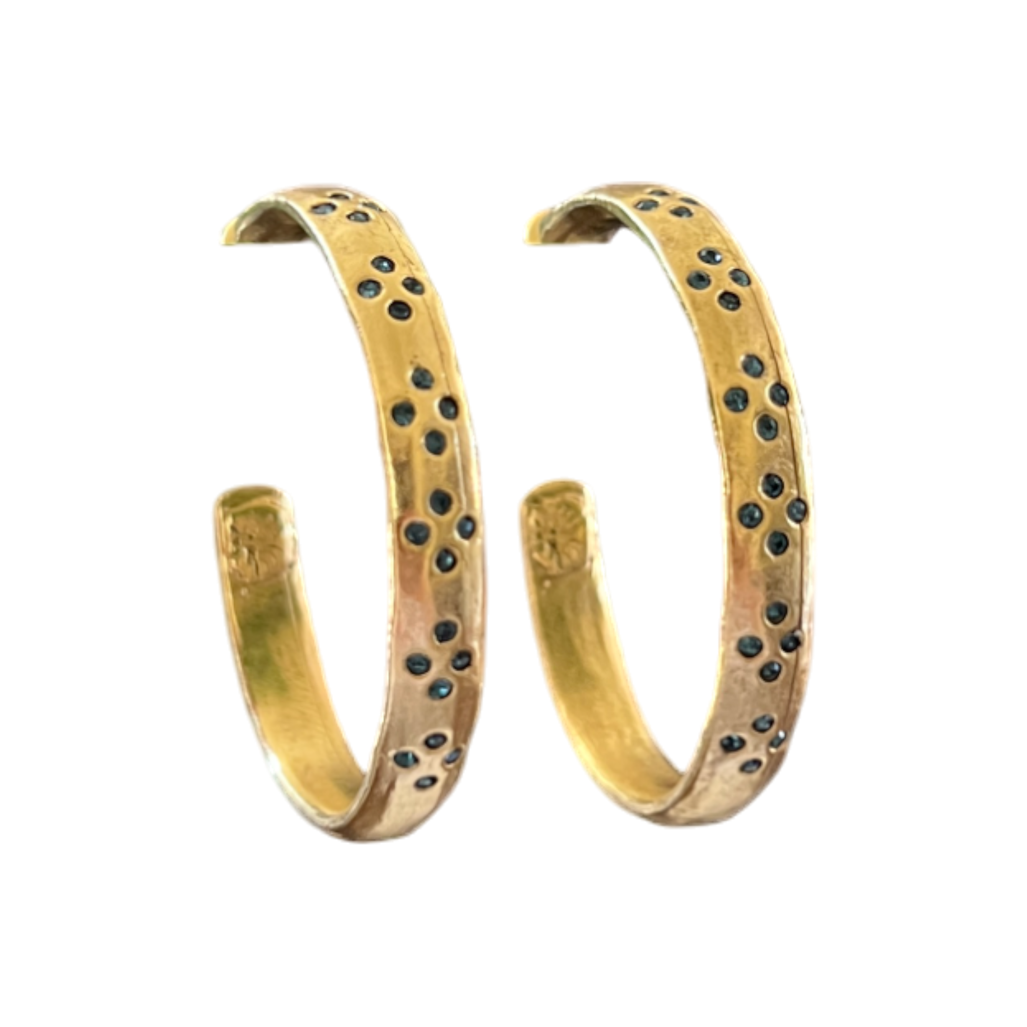 Sccollection Women's Gold / Blue June Blue Rhinestone Hoops