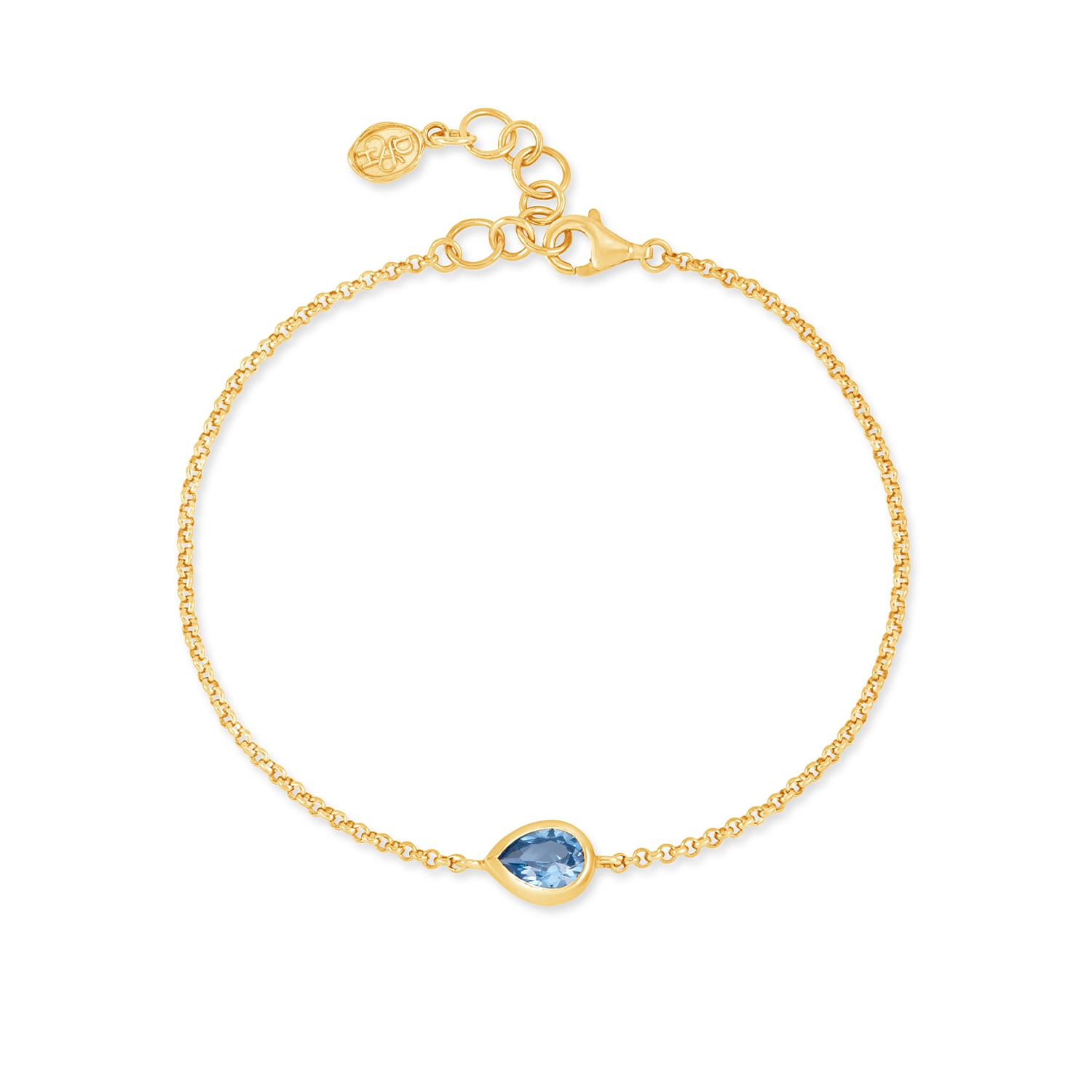 Dower & Hall Women's Gold / Blue Blue Topaz Pear Chain Bracelet In Gold Vermeil
