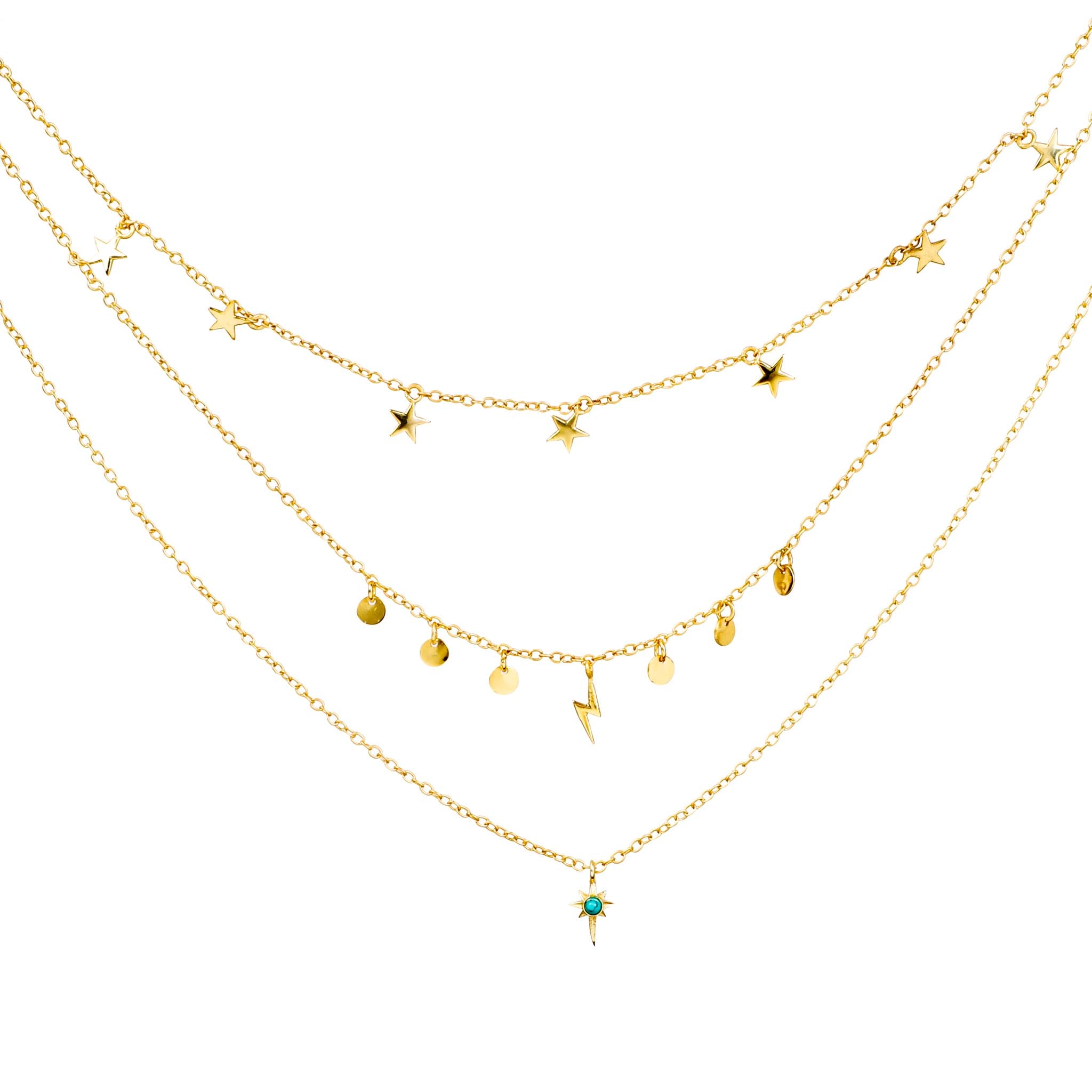 Women’s Star Gaze Triple Layer Night Sky Necklace Gold Lila Rasa