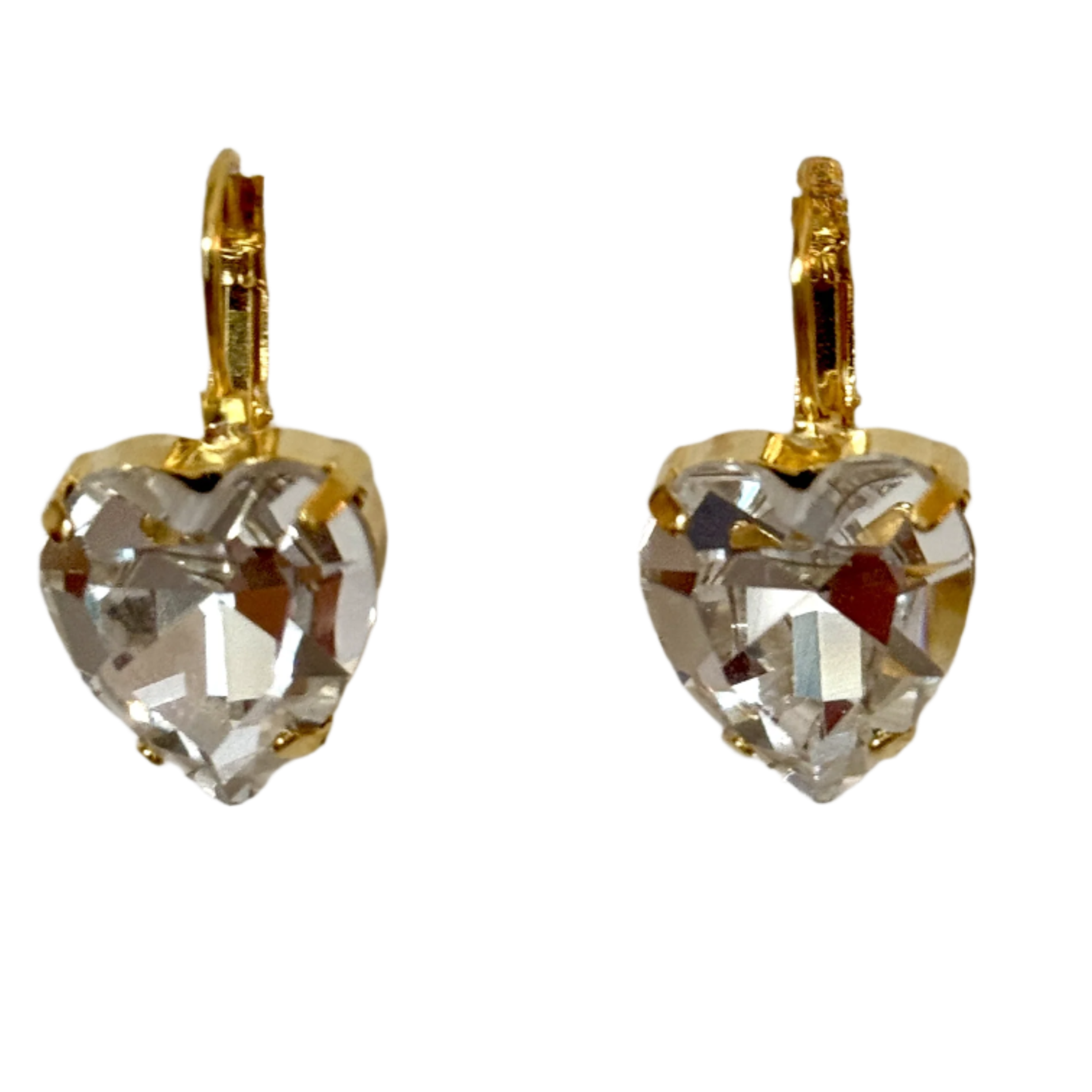 Laura Gray Women's White Small Diamond Crystal Heart Post Earrings