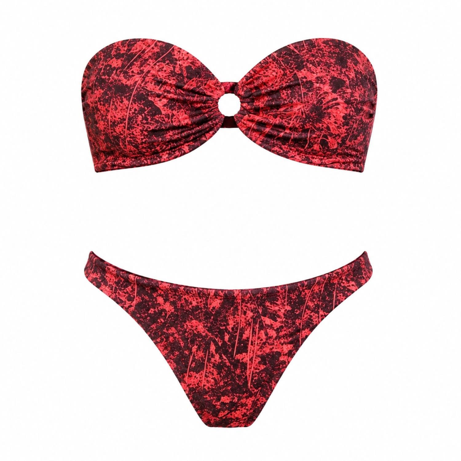 Jacques Zolty Women's Pink / Black Lea Bikini Jungle Print Black Coral In Pink/black