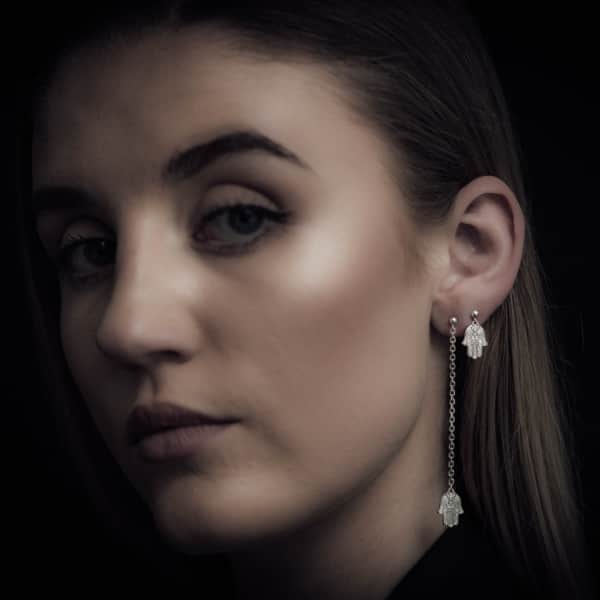 Cartergore Gold Hamsa Hand Single Long Drop Earring In Drop