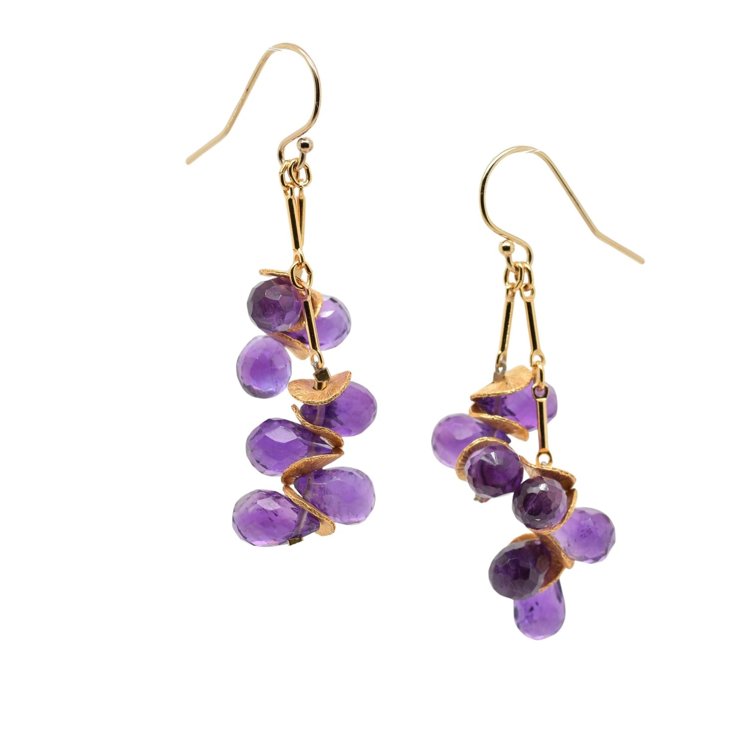 Lori Kaplan Design Women's Gold / Purple Signature Purple Amethyst Gold Earrings In Multi