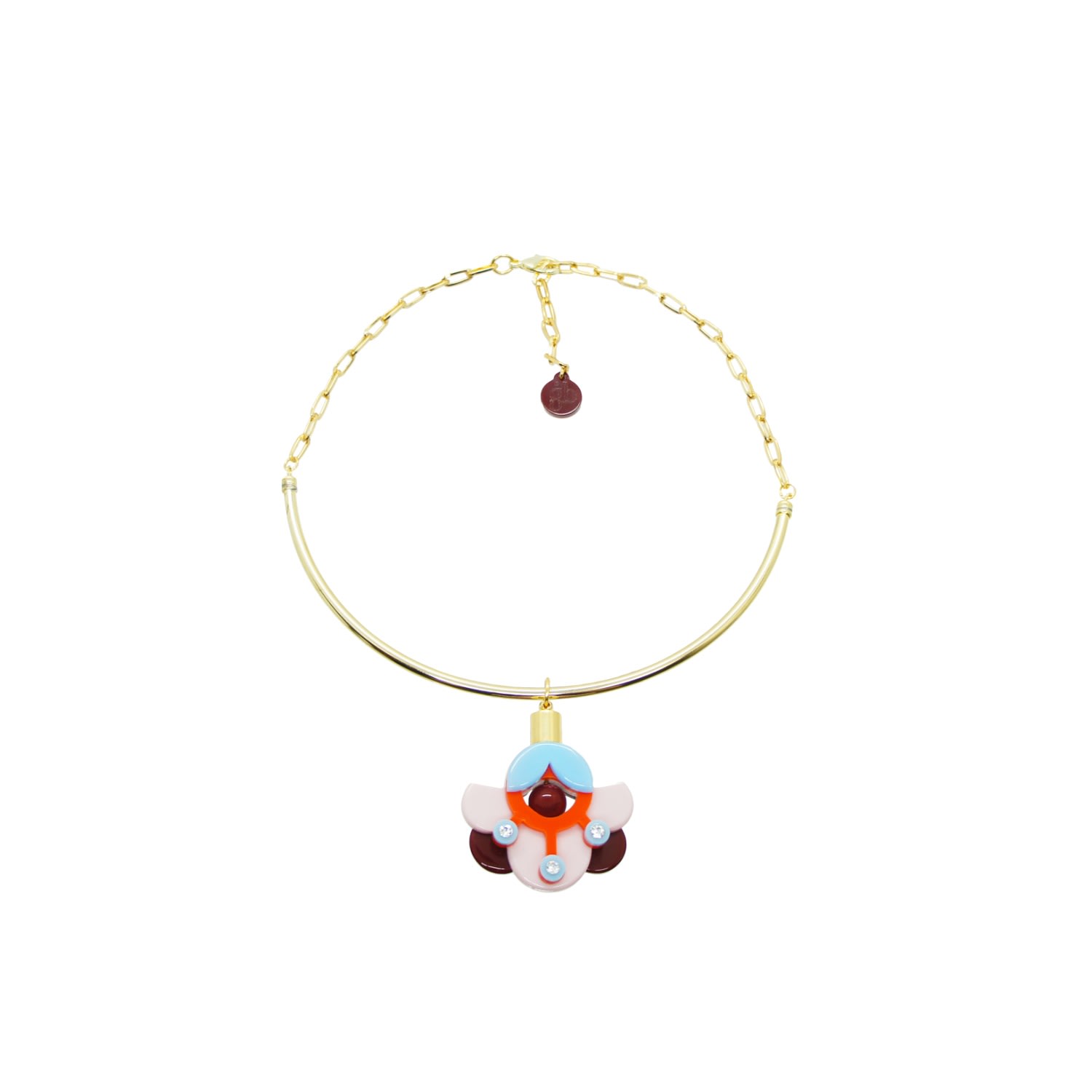 Gissa Bicalho Women's Acrylic Handmade Necklace Choker Petunia Pink In Gold