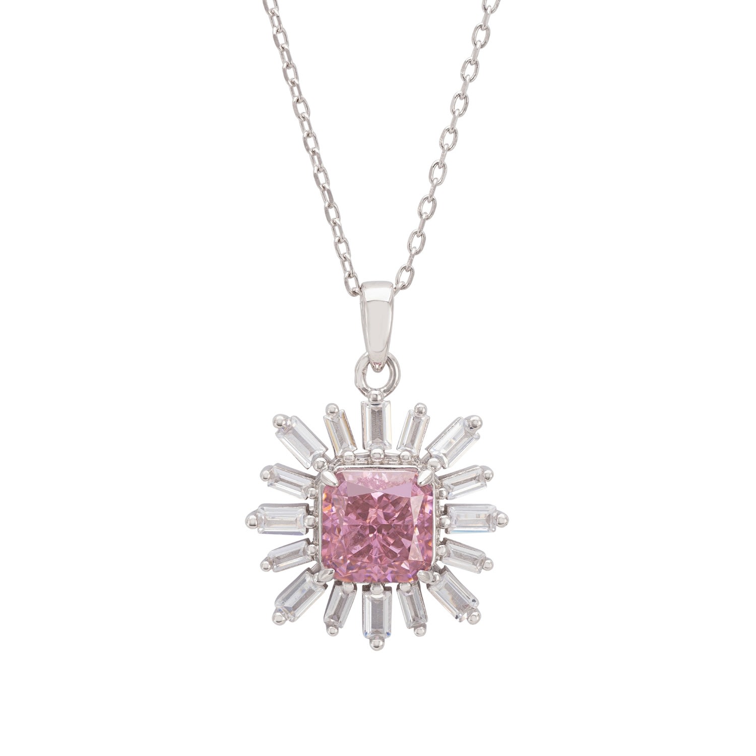 Women’s Pink / Purple / Silver Daisy Flower Pendant Necklace Silver Pink Morganite Latelita