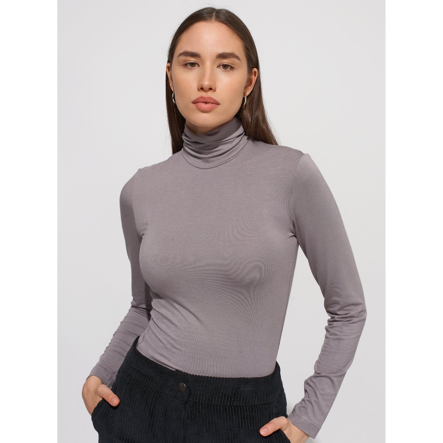 Taupe Turtleneck Soft Sweater