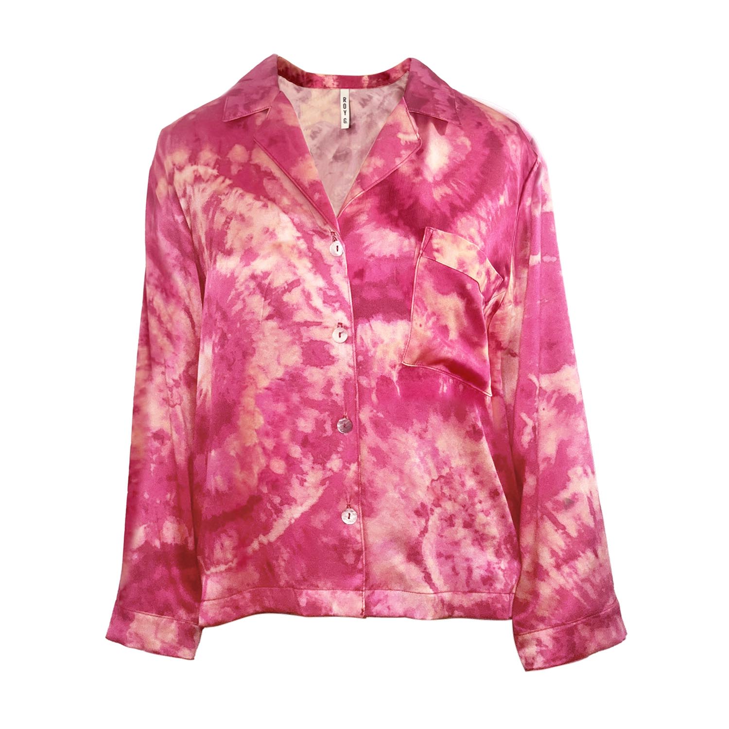 Roy G. Women's Pink / Purple Rose Quartz Geode Tie Dye Silk Pajama Top In Pink/purple