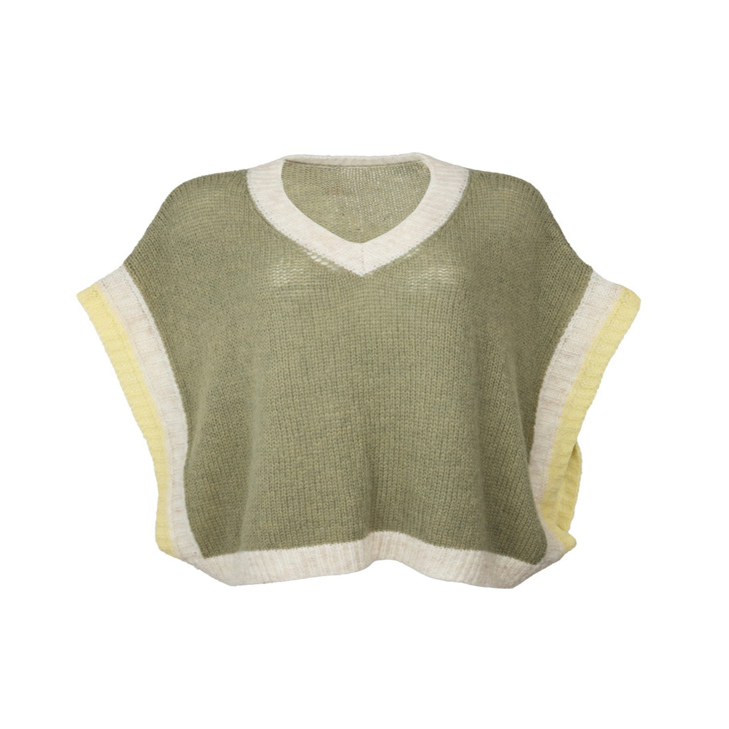 Saachi Women's Green Colorblock Knit Moss Sweater Vest In Green